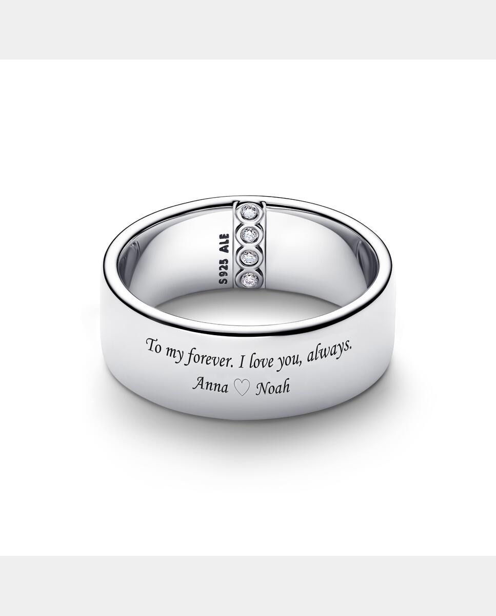 Anillo banda ancha grabable - PANDORA - Blanco Blanco-2