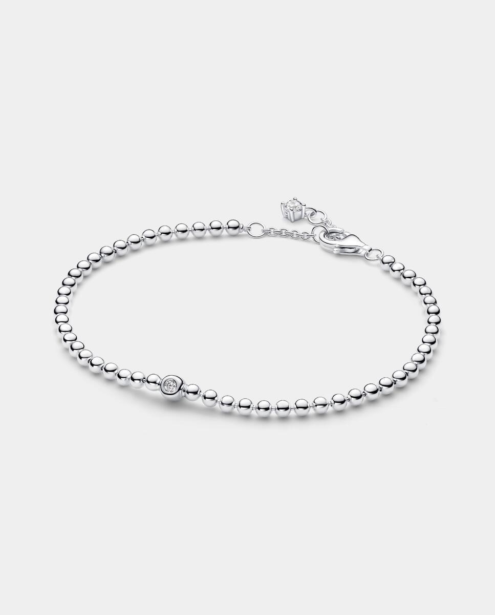 Imagen 0 de Pulsera cuentas y gemas brillantes Blanco