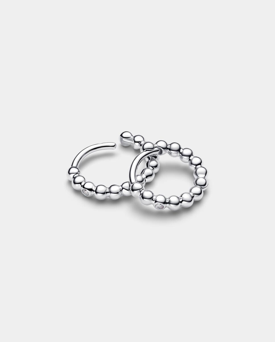Pendientes de aro abrazo cuentas - PANDORA - Blanco Blanco-2