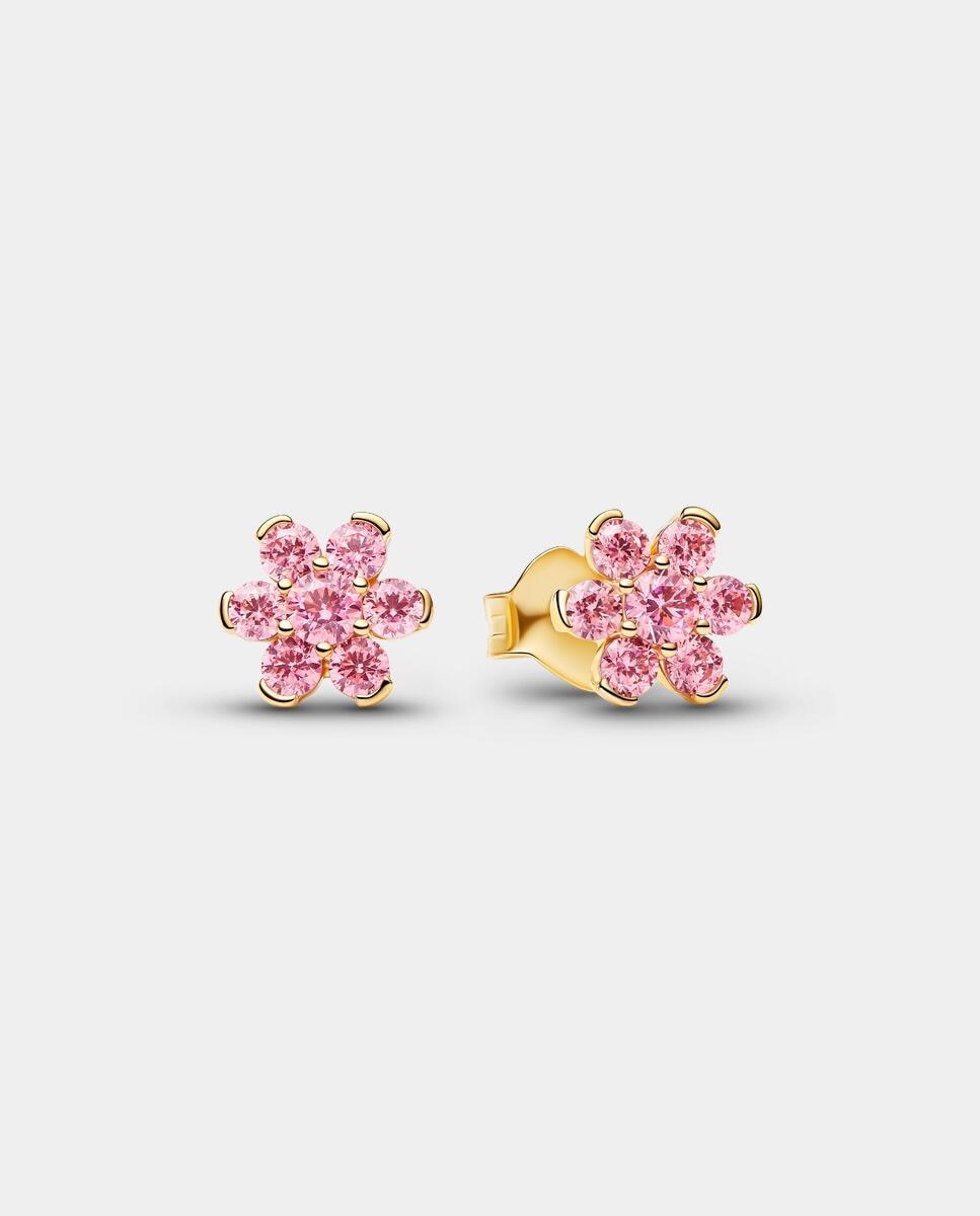 Imagen 0 de Pendientes de botón flor rosa brillante Rosa