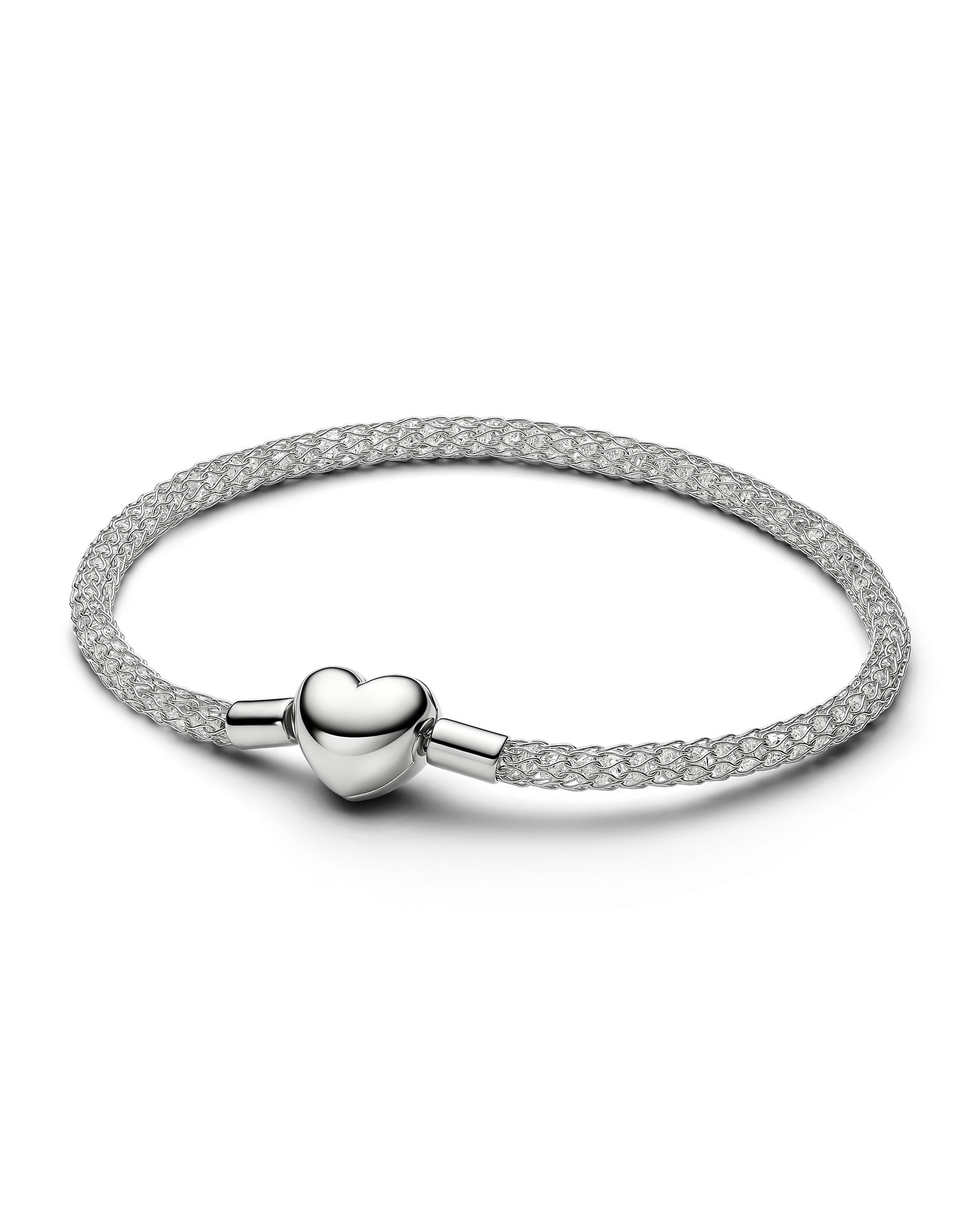 Imagen 1 de Pulsera cadena de tachuelas con cierre de corazón - PANDORA - Blanco Blanco