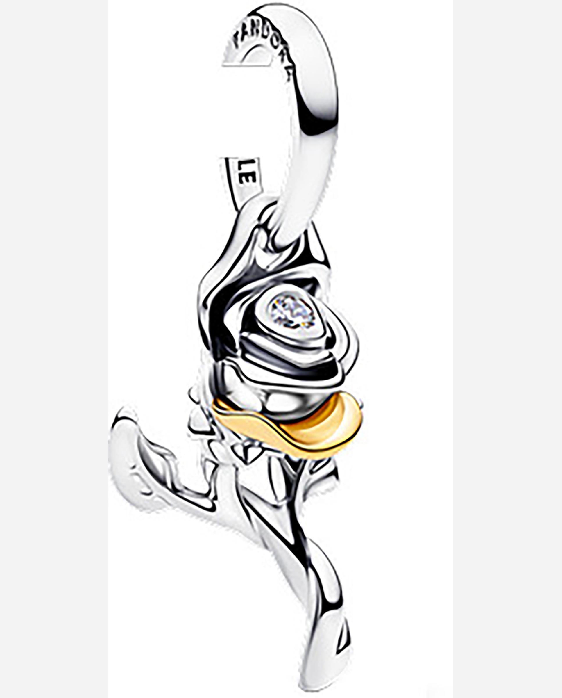 Charm colgante rosa encantada de la bella y la bestia de disney con diamante sintético creado en laboratorio - PANDORA - Blanco Blanco-4