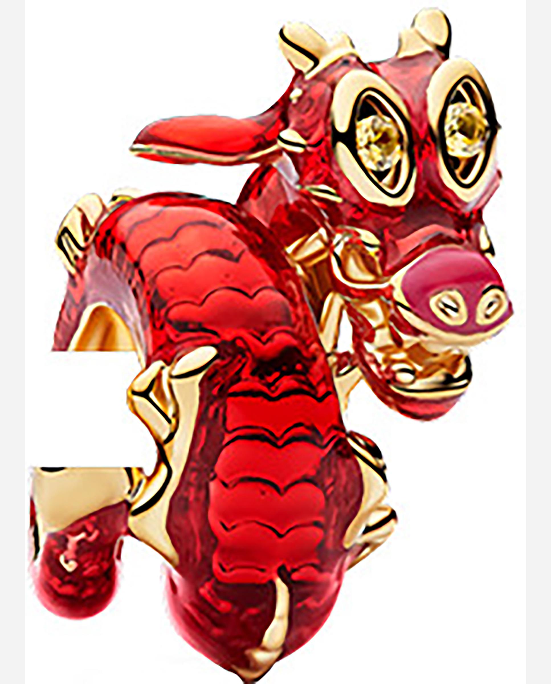 Charm mushu de mulán de disney - PANDORA - Rojo Rojo-4