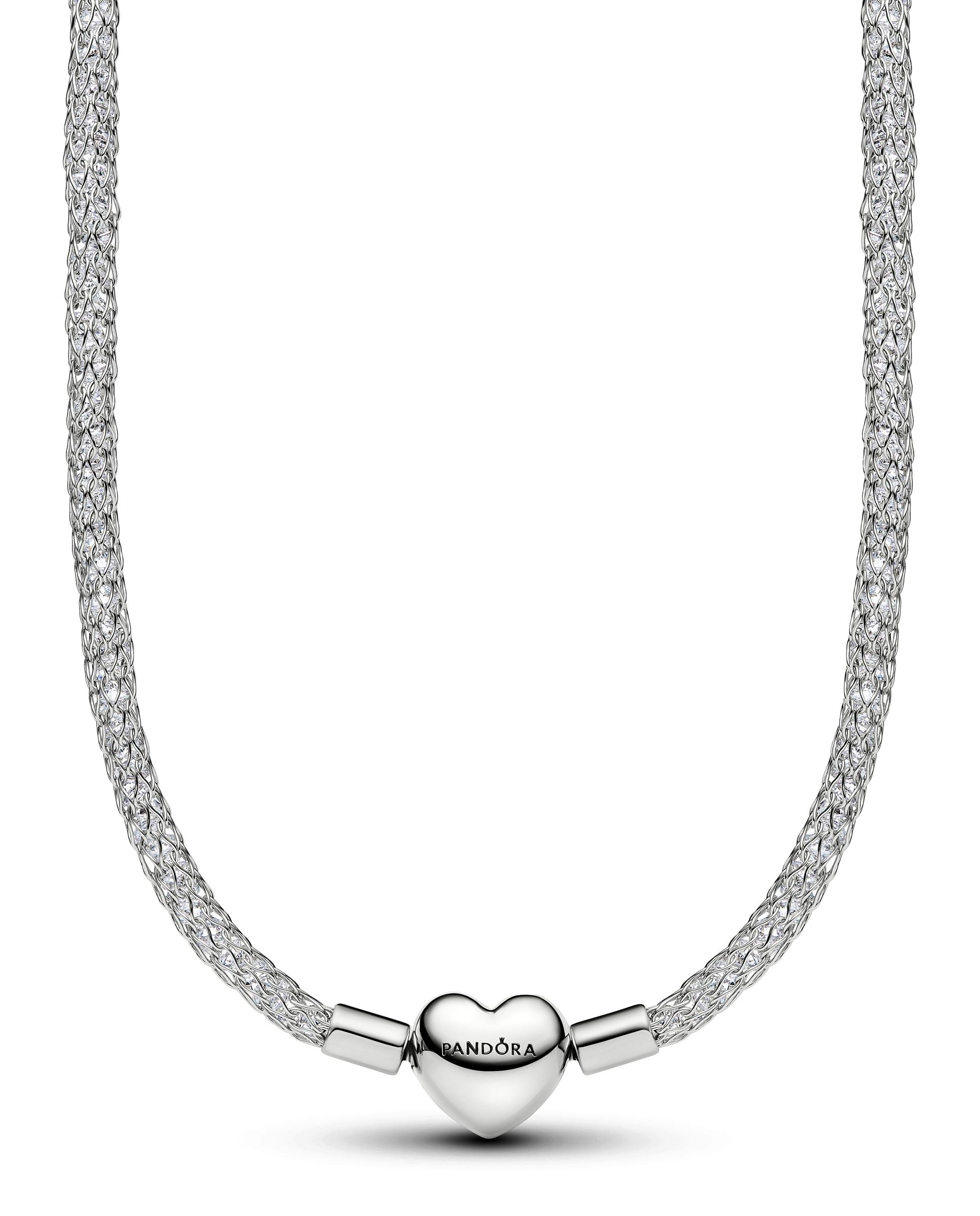 Imagen 1 de Collar cadena de tachuelas con cierre de corazón - PANDORA - Blanco Blanco