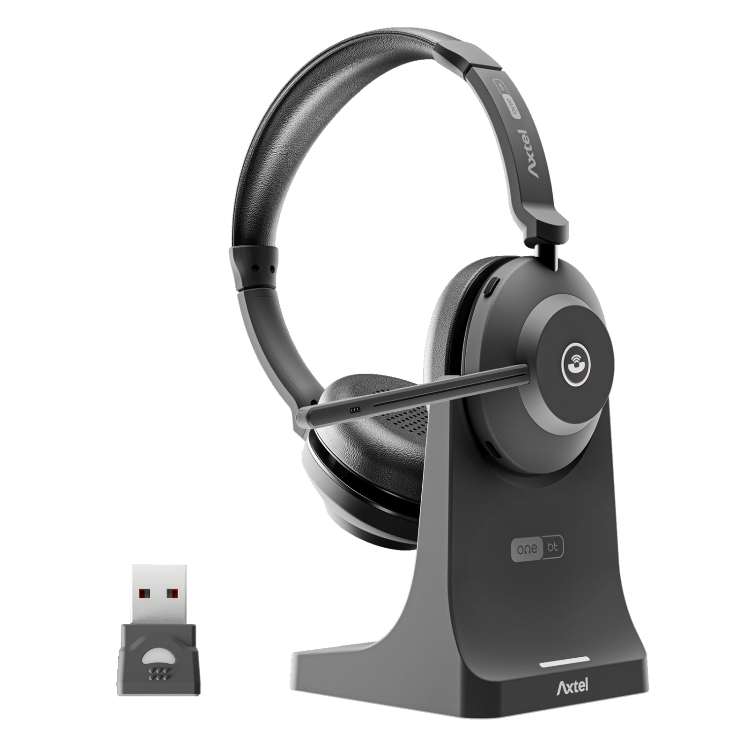 Auriculares de diadema Axtel ONE BT Stereo con base de carga - Negro Negro-3