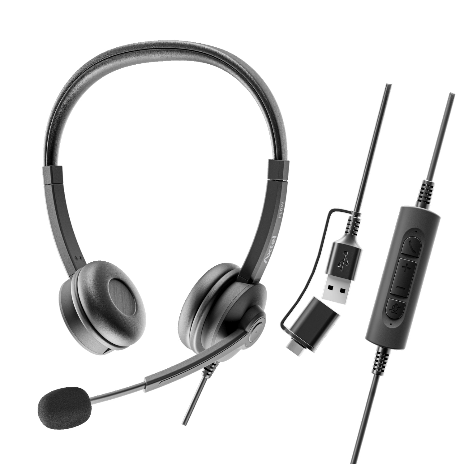 Auriculares con micrófono Axtel Flow USB-C/A Stereo Negro Negro-1