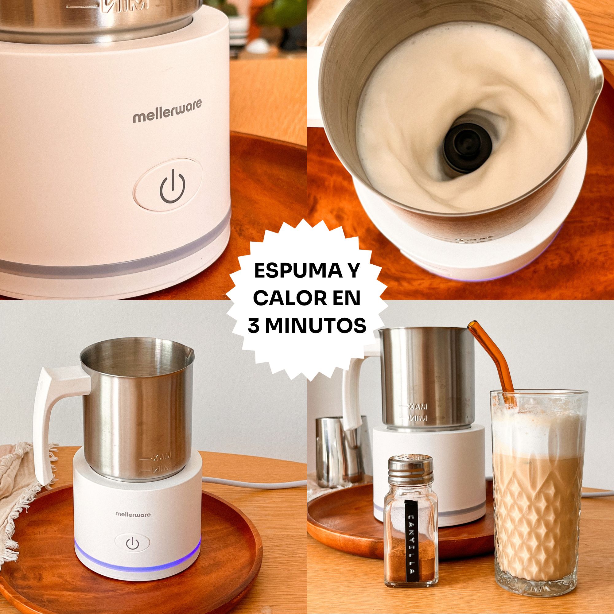 Espumador de leche Mellerware FROTHY! Inox White - Blanco Blanco-6