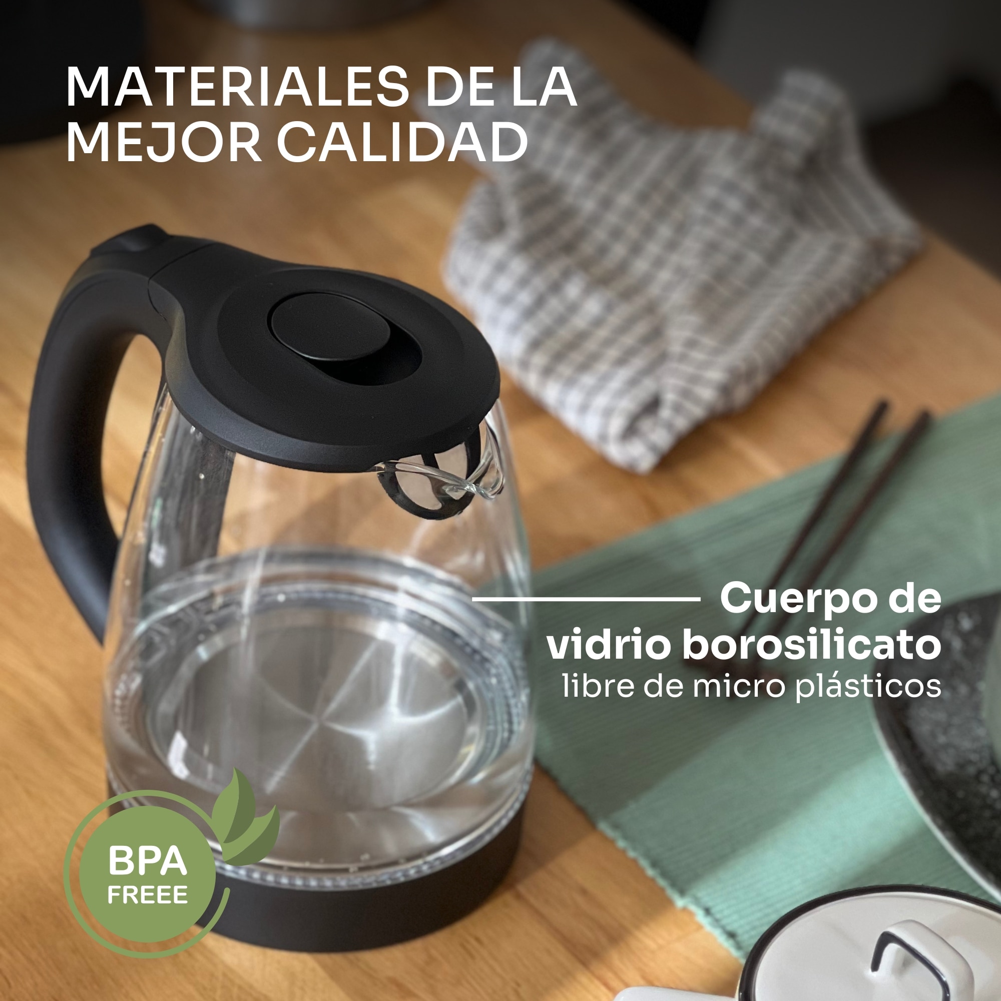 Hervidor Mellerware SPRING Basic, 2200W, 1.7L, <3min - Negro Negro-3