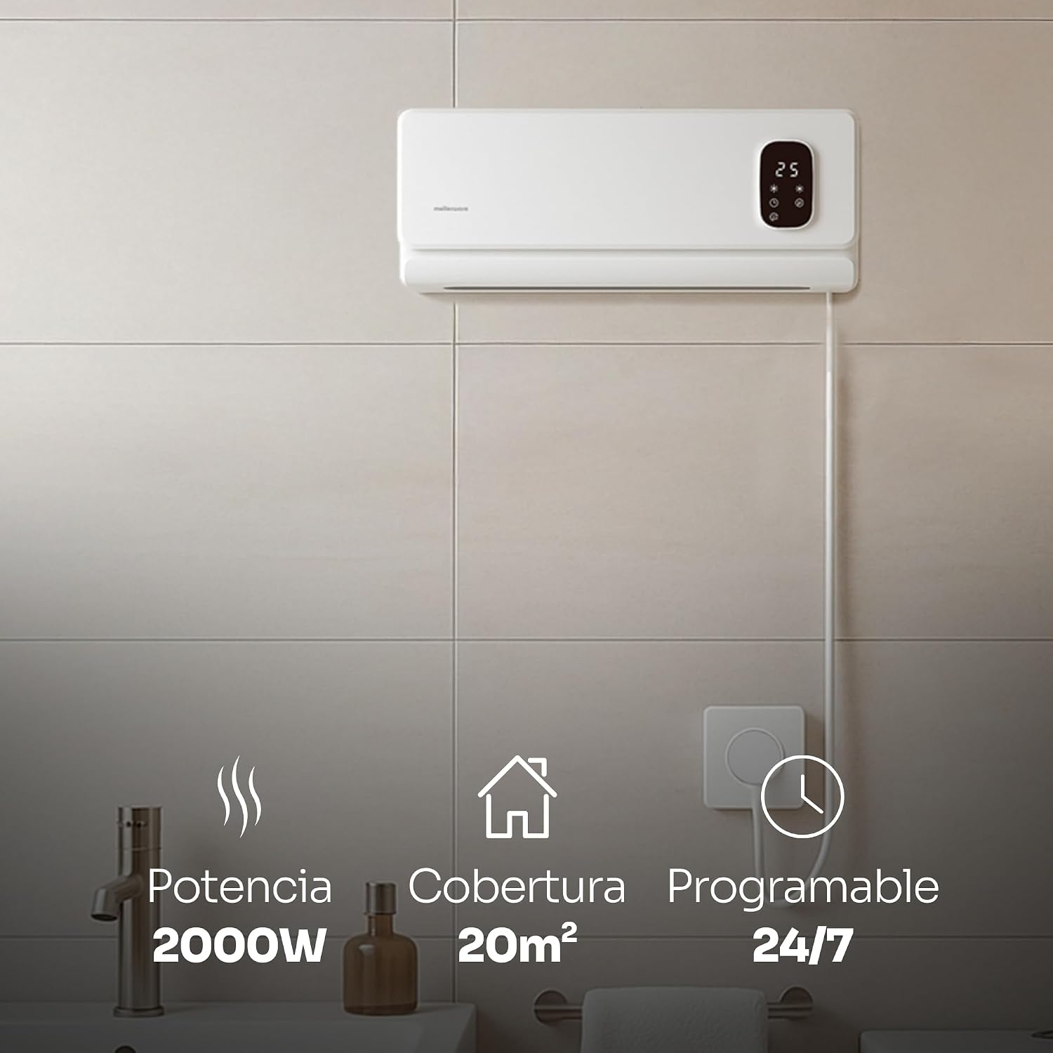 Imagen 3 de Calefactor de Pared Mellerware Homy Wall - Blanco Blanco