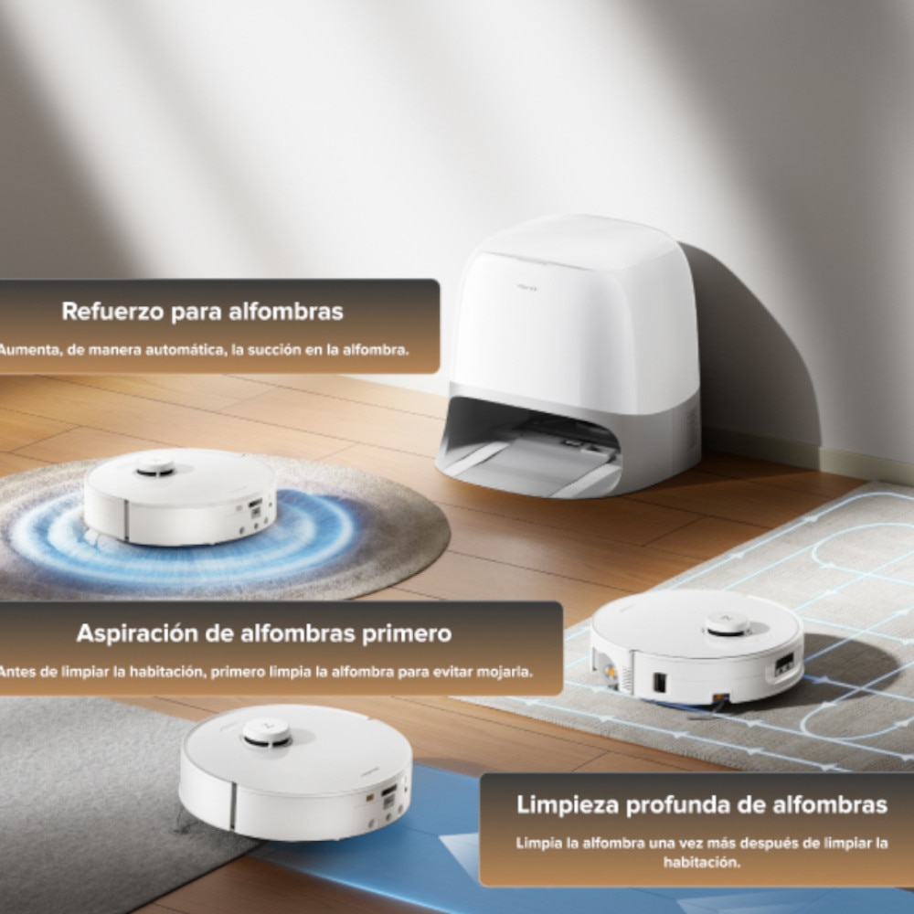 Robot aspirador Roborock QREVO CURV 2 FLOWX con rodillo y base multifunción potencia de succión 20000Pa batería 5200mAh - Blanco Blanco-2