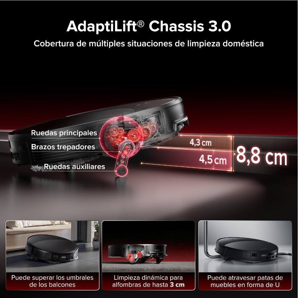 Robot aspirador Roborock SAROS 20X con dos mopas y base multifunción potencia de succión 36000Pa batería 6400mAh - Negro Negro-6