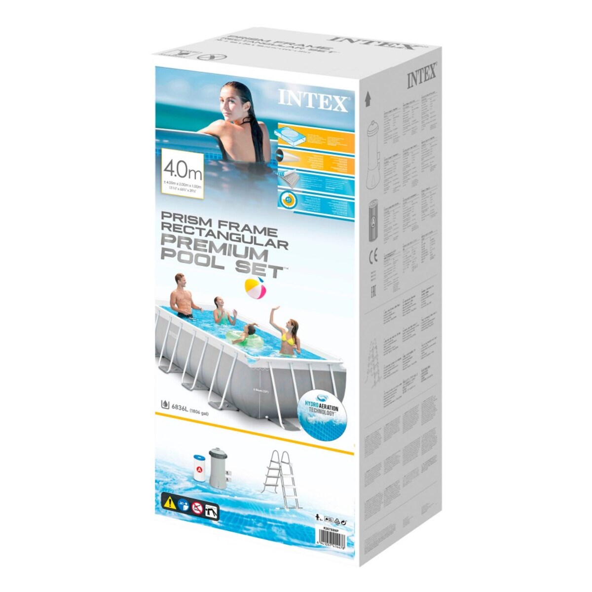 Piscina elevada rectangular prism frame Intex con depuradora Gris-5