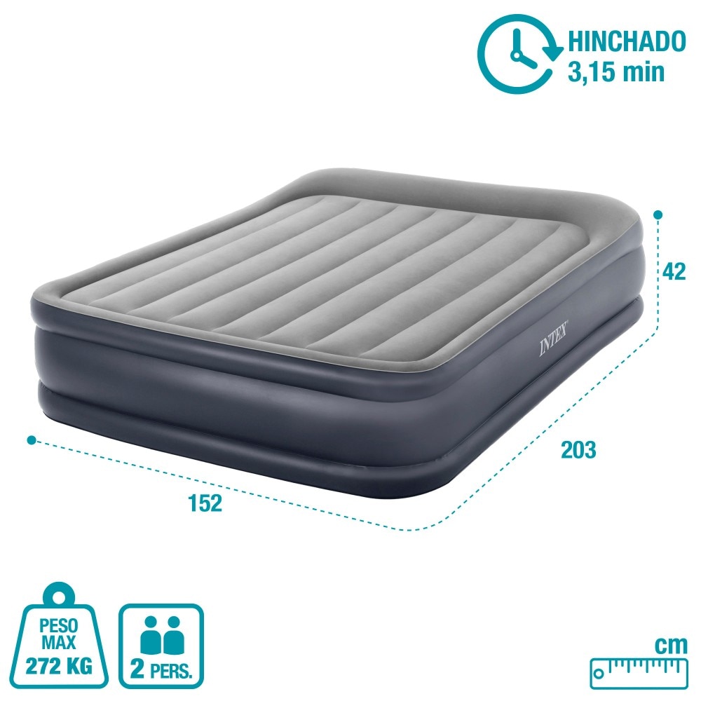 Colchón hinchable doble Intex Dura-Beam Plus Deluxe Pillow 6