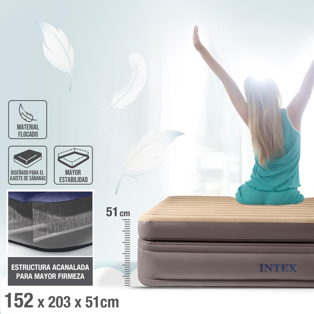 Colchón hinchable Intex doble Talla L Dura-Beam Prime Comfort Elevated 4