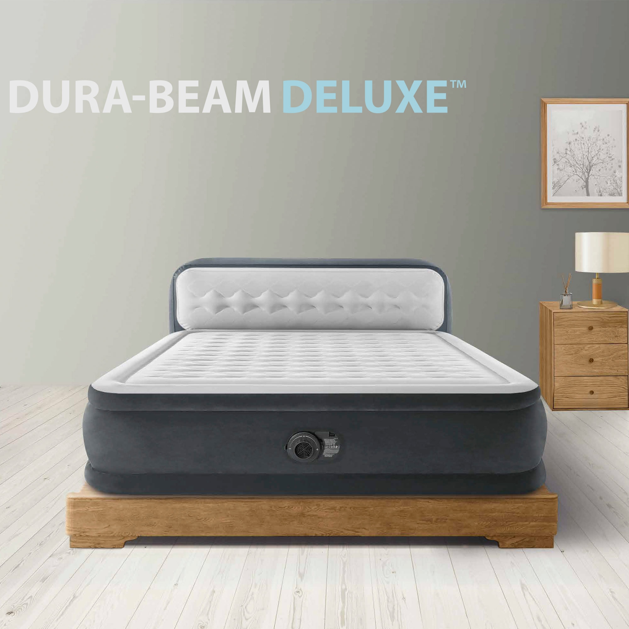 Colchón hinchable con cabecero Dura-Beam Deluxe Ultra Plush Queen  Intex 2