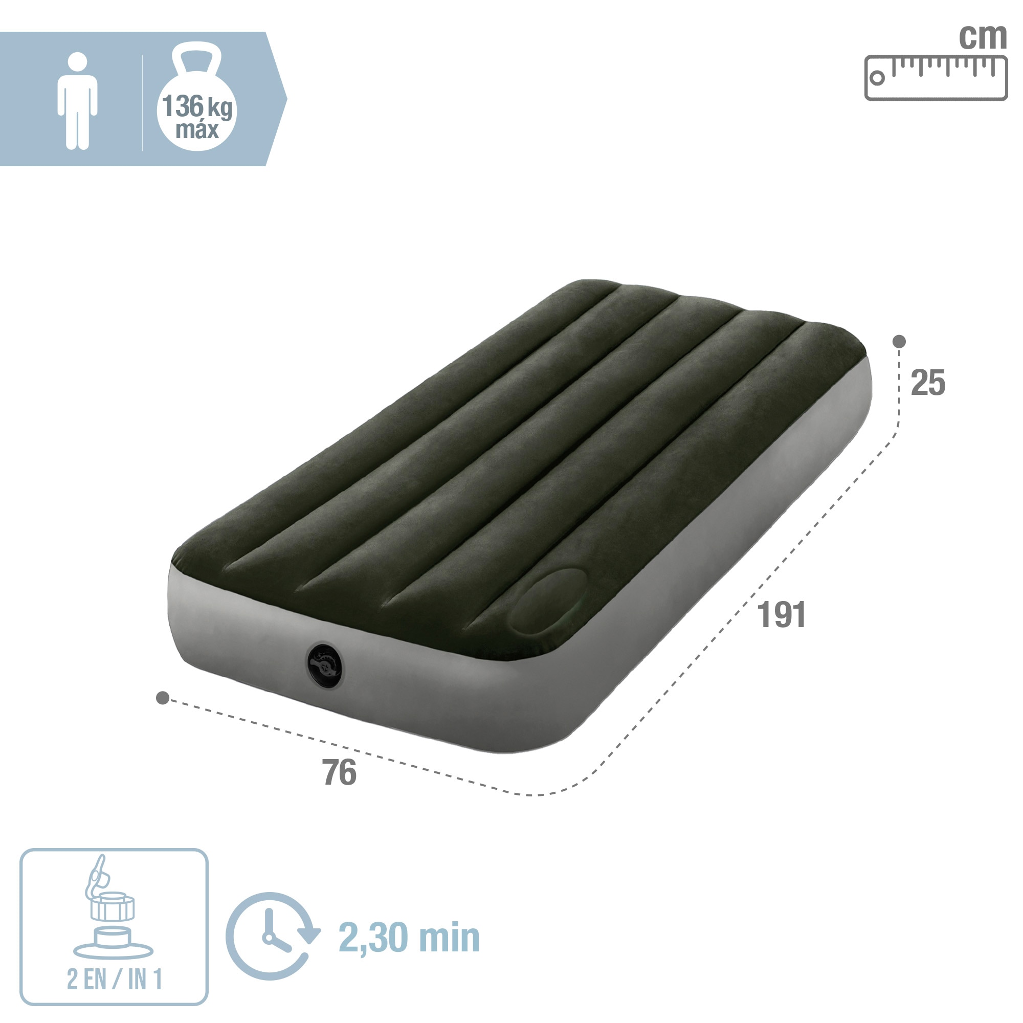 Colchón hinchable Intex individual Talla XS Dura-Beam Estándar Downy - Negro Negro-4