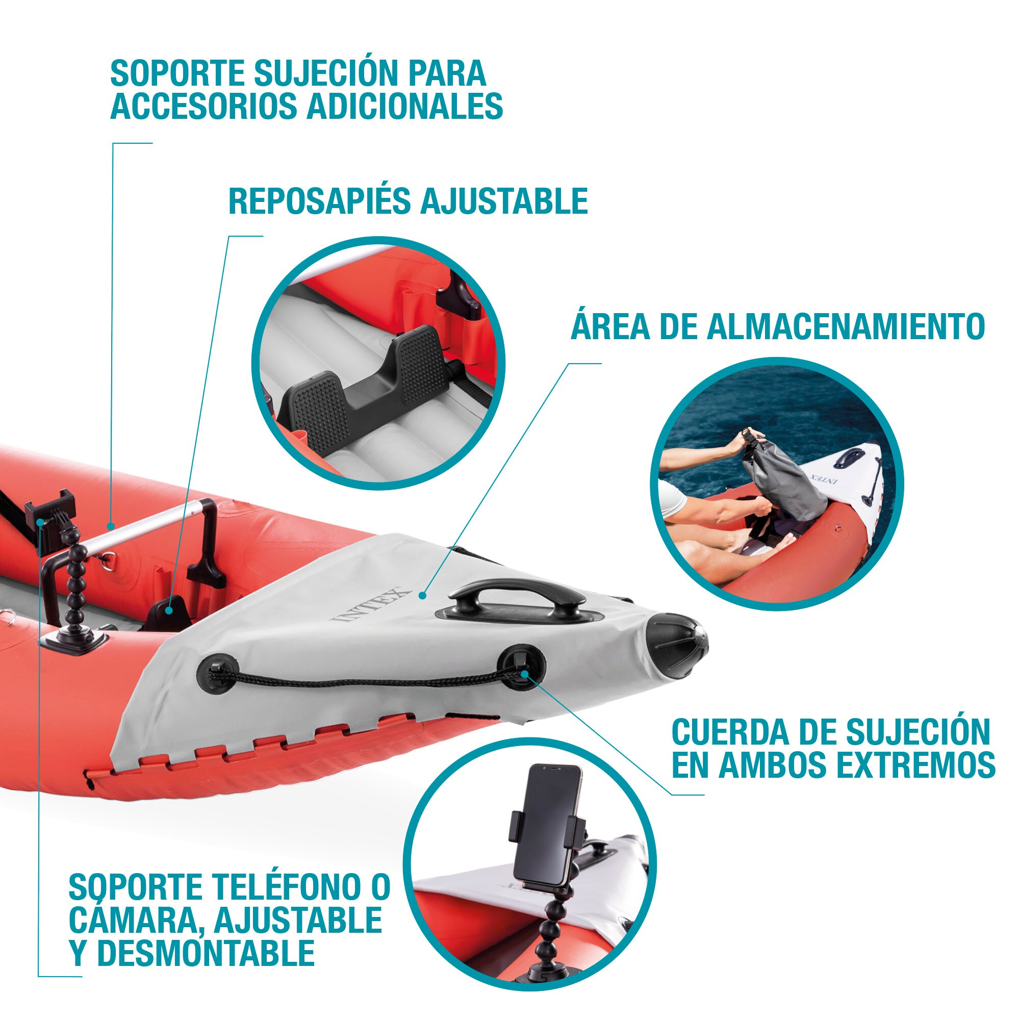 Kayak hinchable Excursion Pro K1 con accesorios Intex - Rojo Rojo-4