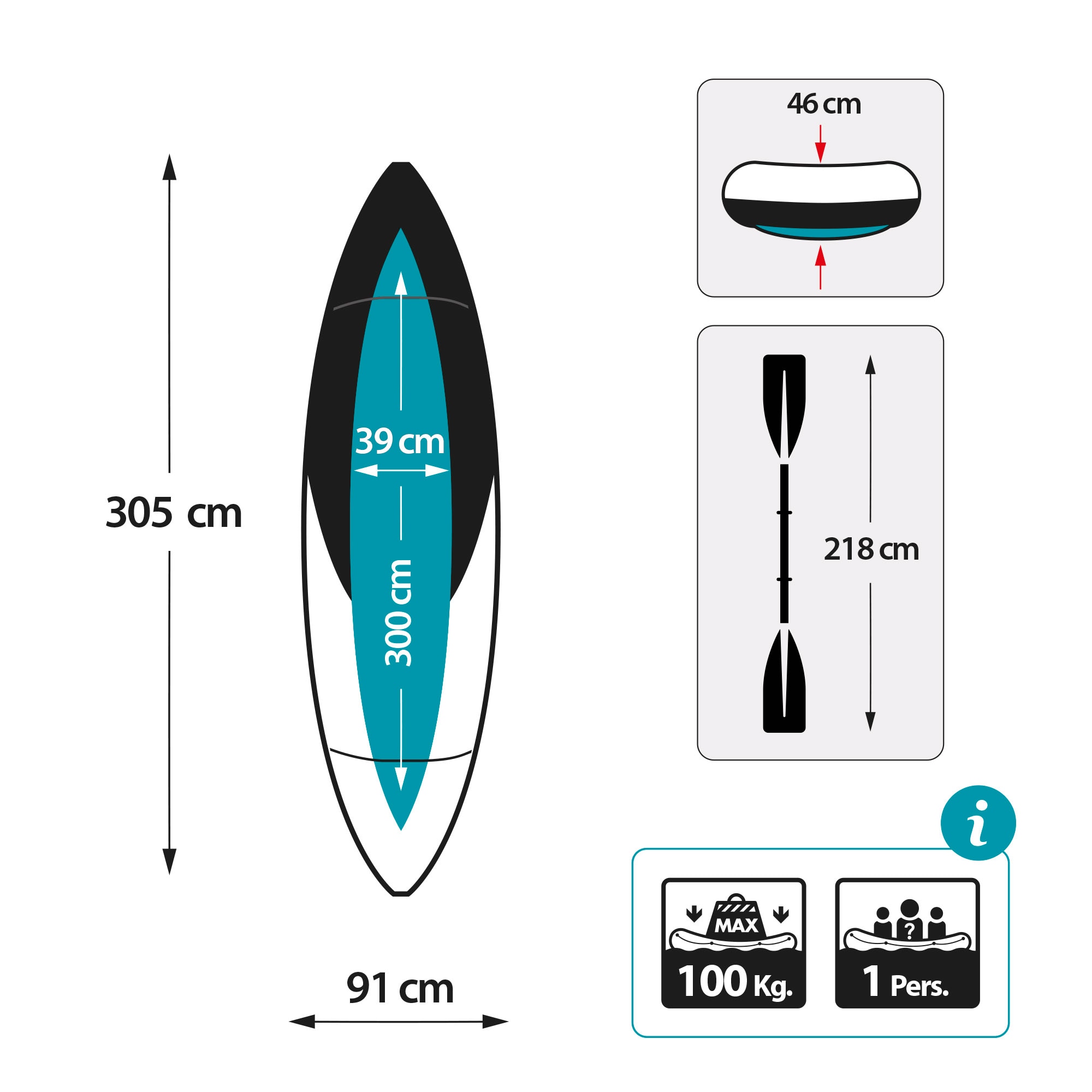 Kayak hinchable Excursion Pro K1 con accesorios Intex - Rojo Rojo-7