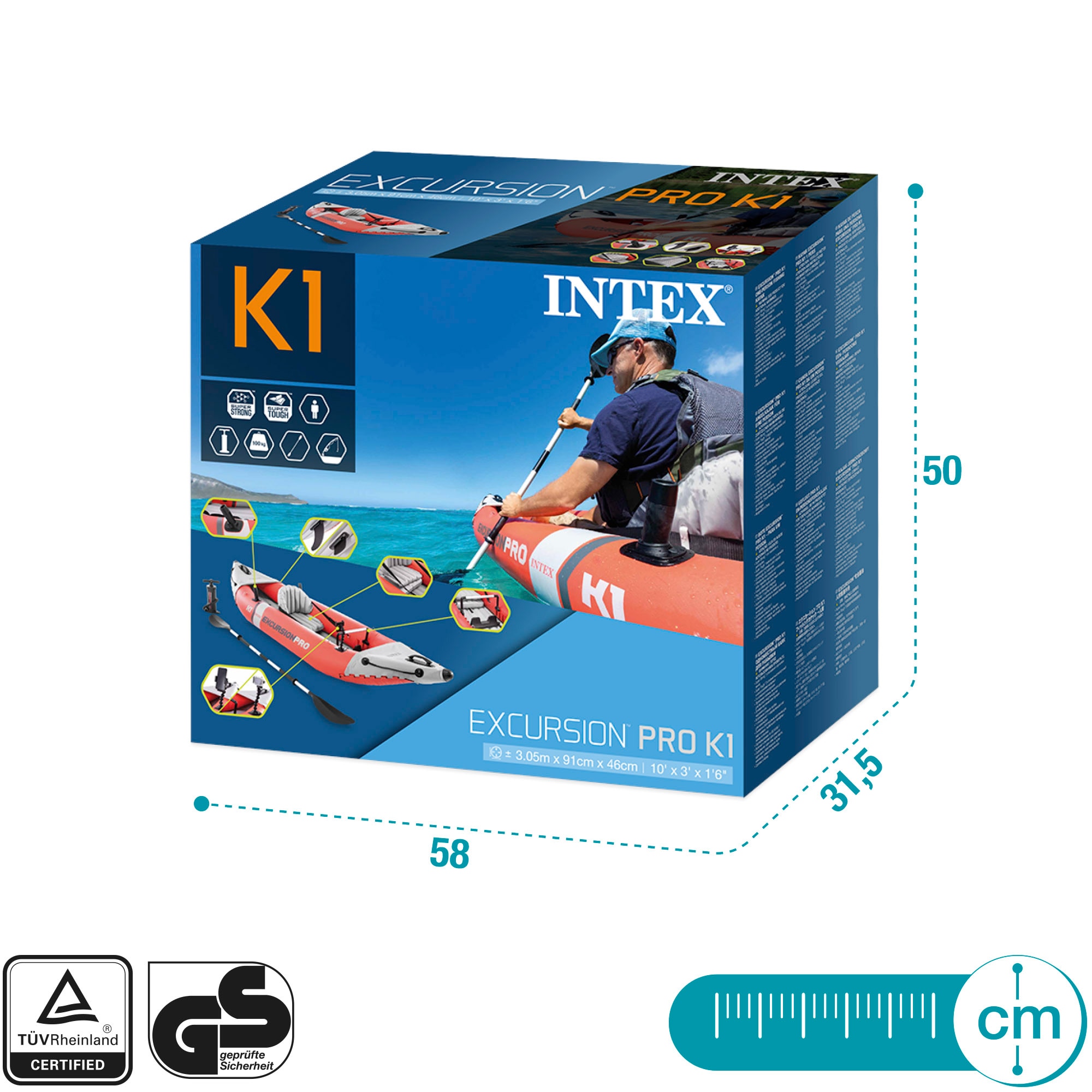 Kayak hinchable Excursion Pro K1 con accesorios Intex - Rojo Rojo-8