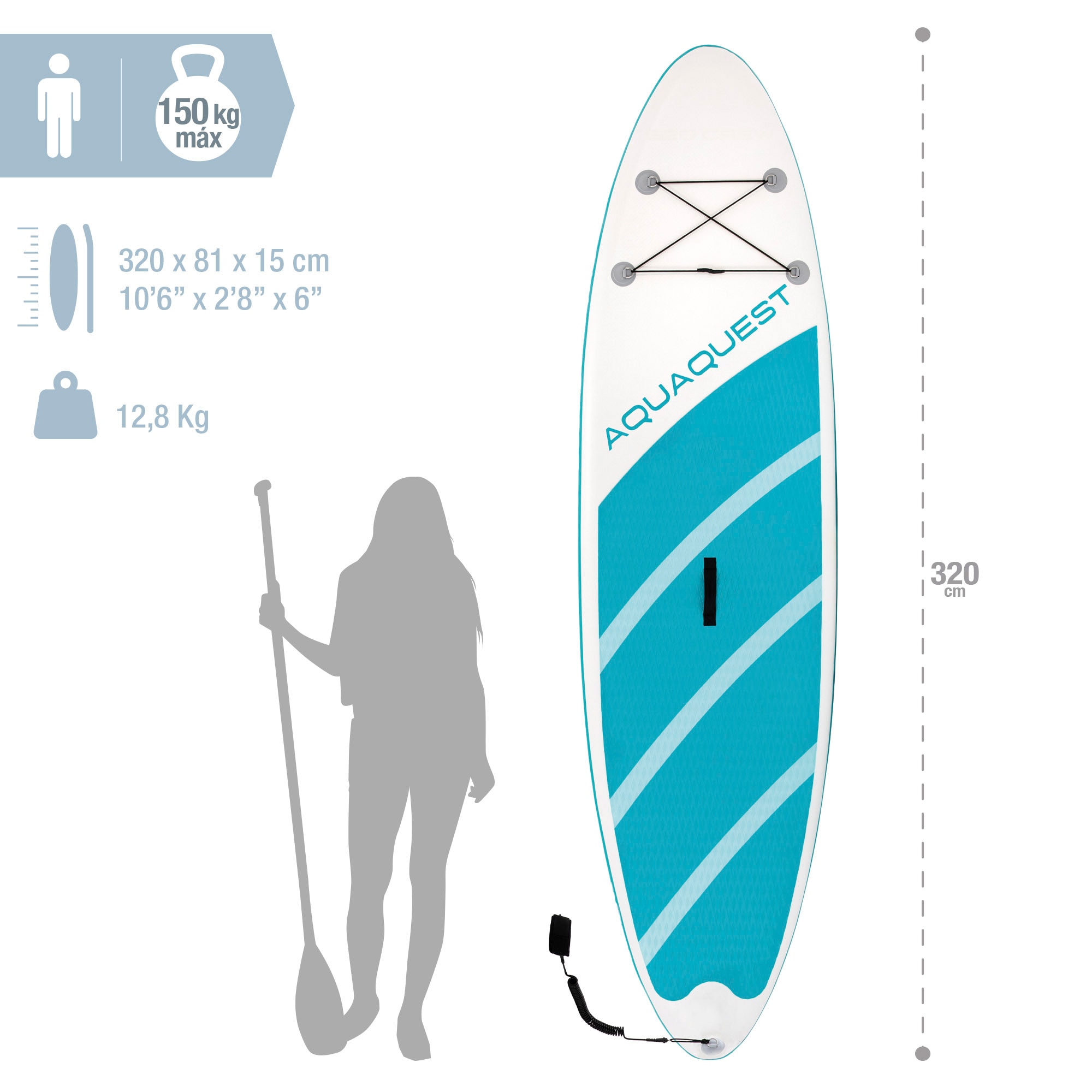 Tabla paddle surf hinchable AquaQuest 320 All-Round con remo y accesorios Intex - Azul Azul-4
