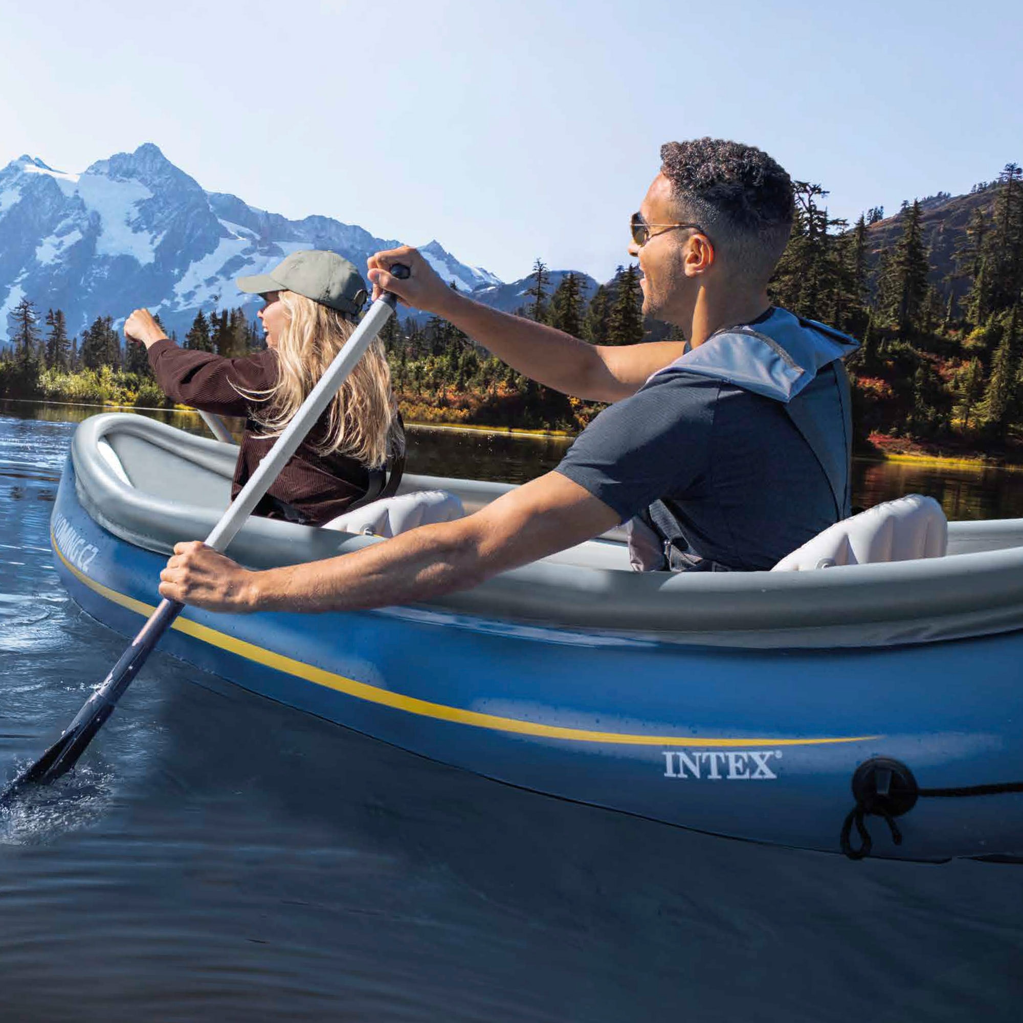 Imagen 2 de Kayak hinchable 2 plazas con remos + hinchador Wyoming C2 Intex - Azul Azul
