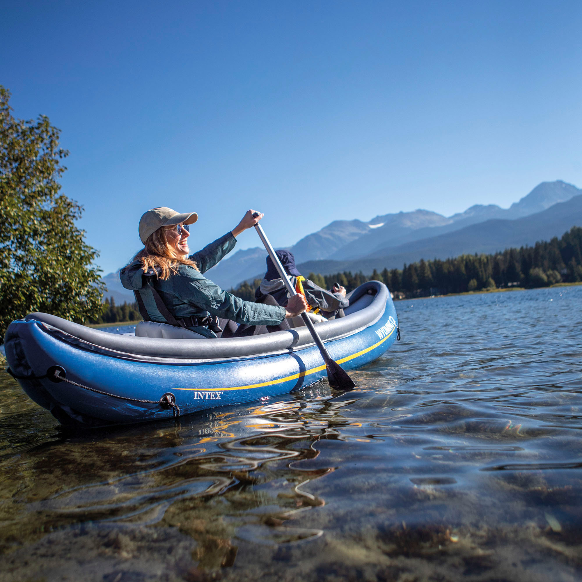 Imagen 10 de Kayak hinchable 2 plazas con remos + hinchador Wyoming C2 Intex - Azul Azul