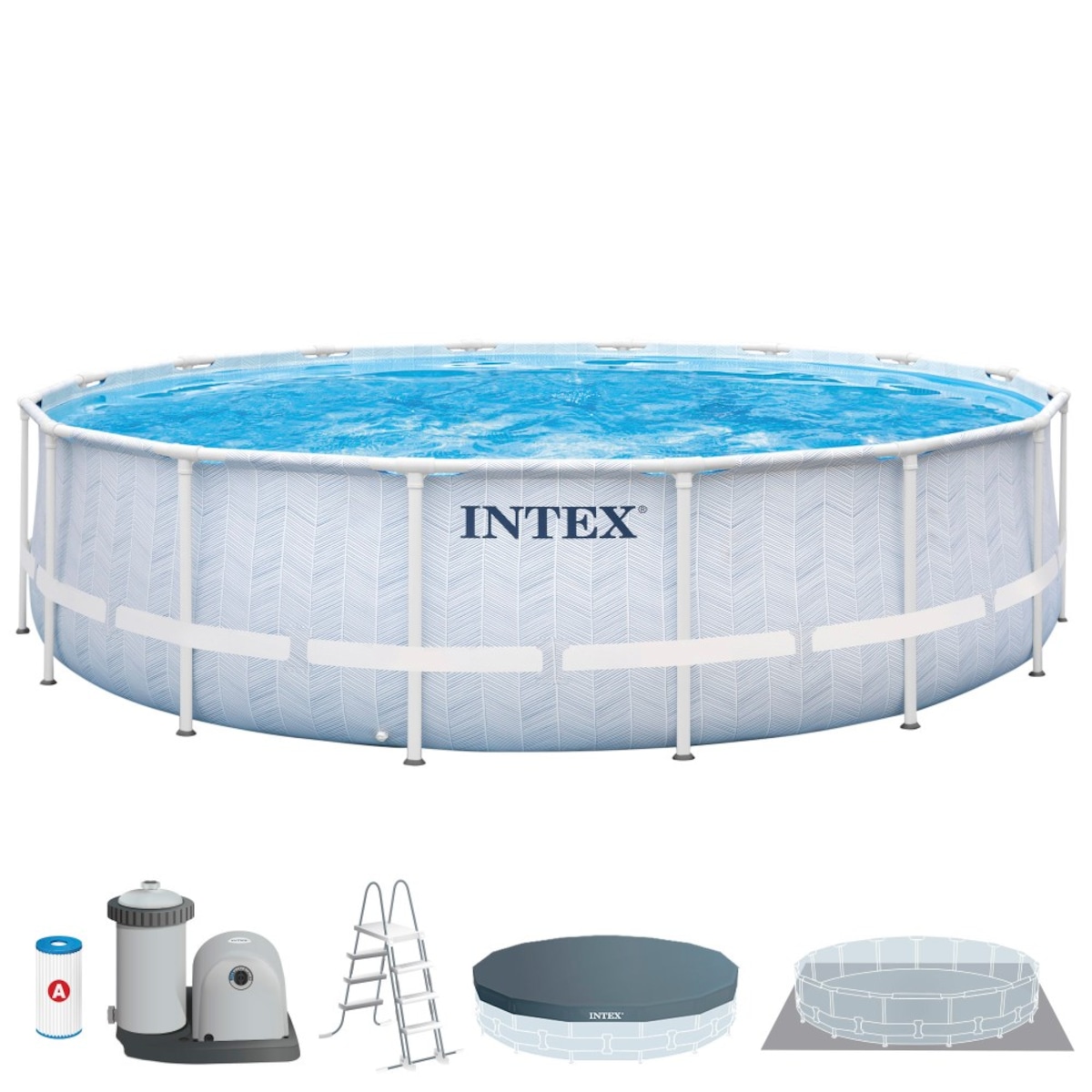 Piscina desmontable circular 19.156 L c/depuradora Chevron Prism Frame Intex Gris-1