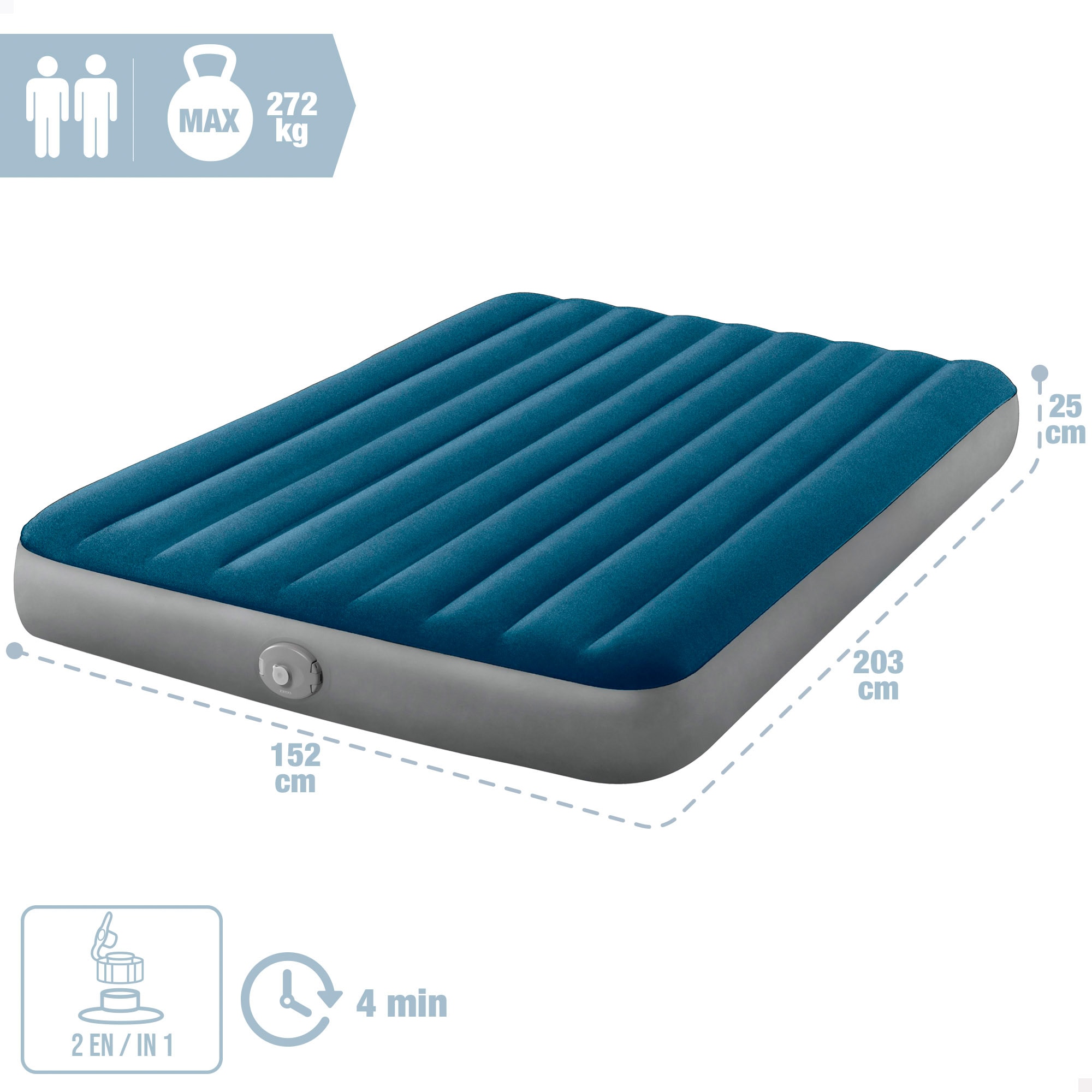Colchón hinchable doble Standard Prestige Single-High Queen Intex - Azul Azul-4