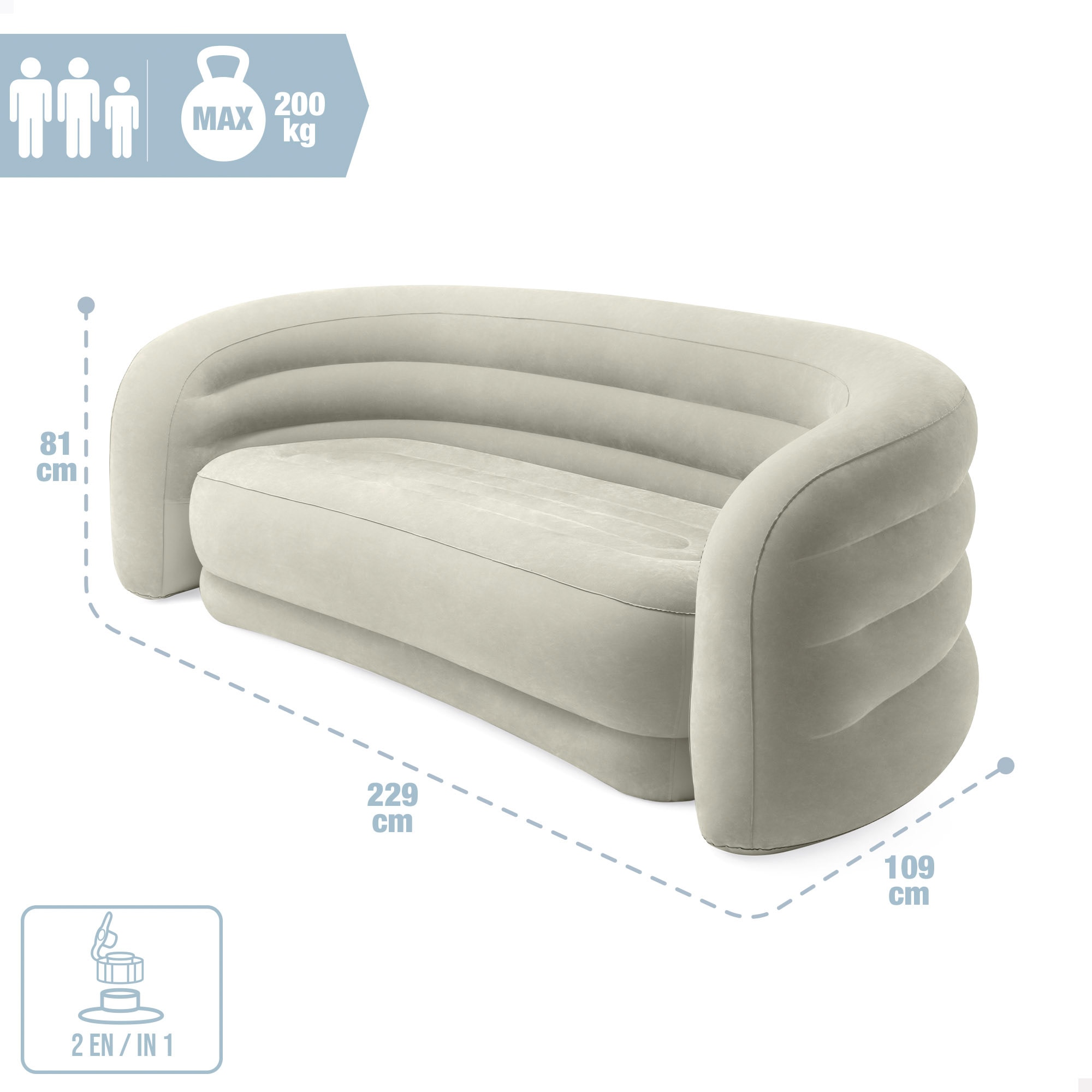 Sofá hinchable curvo Intex - Gris Gris-4