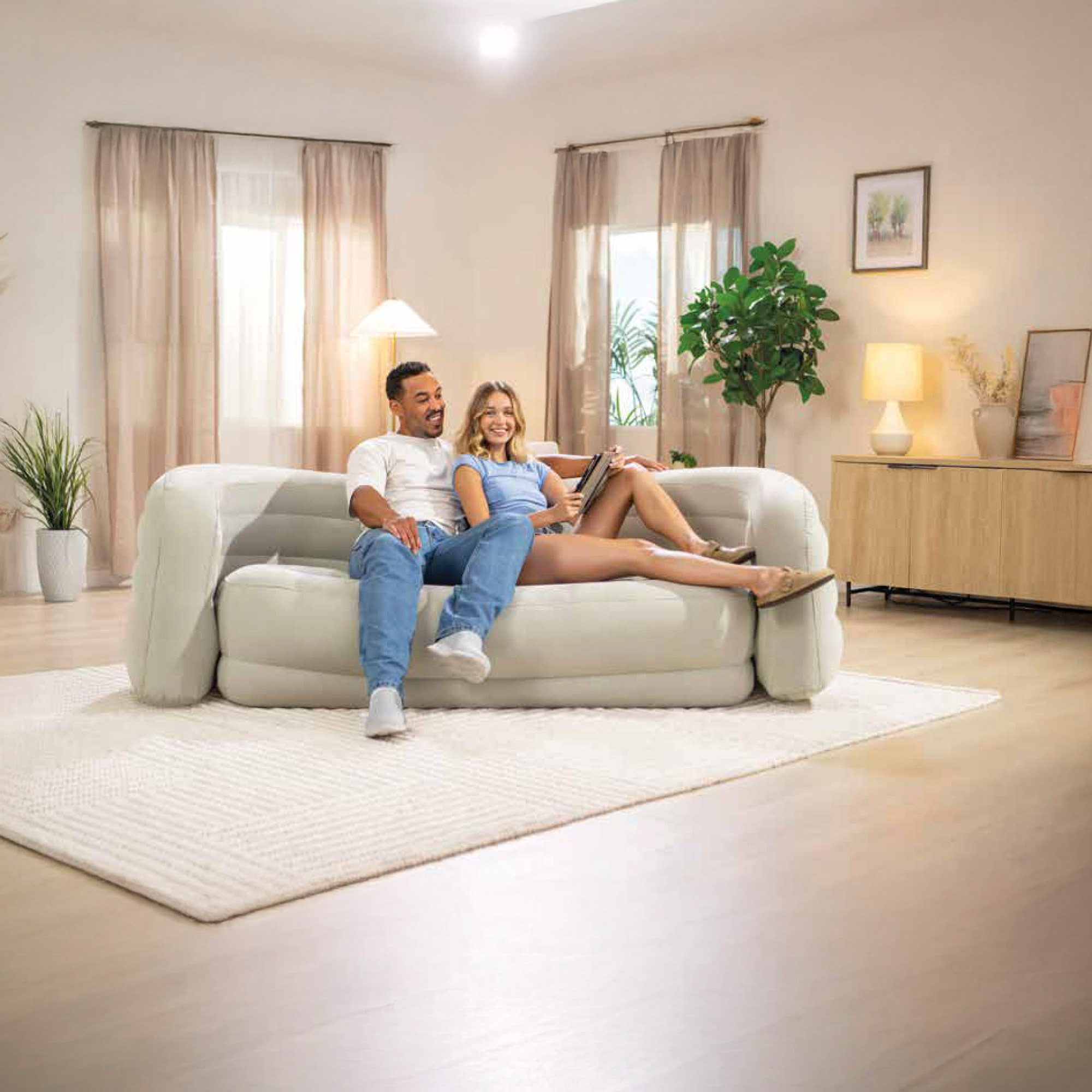 Sofá hinchable curvo Intex - Gris Gris-5