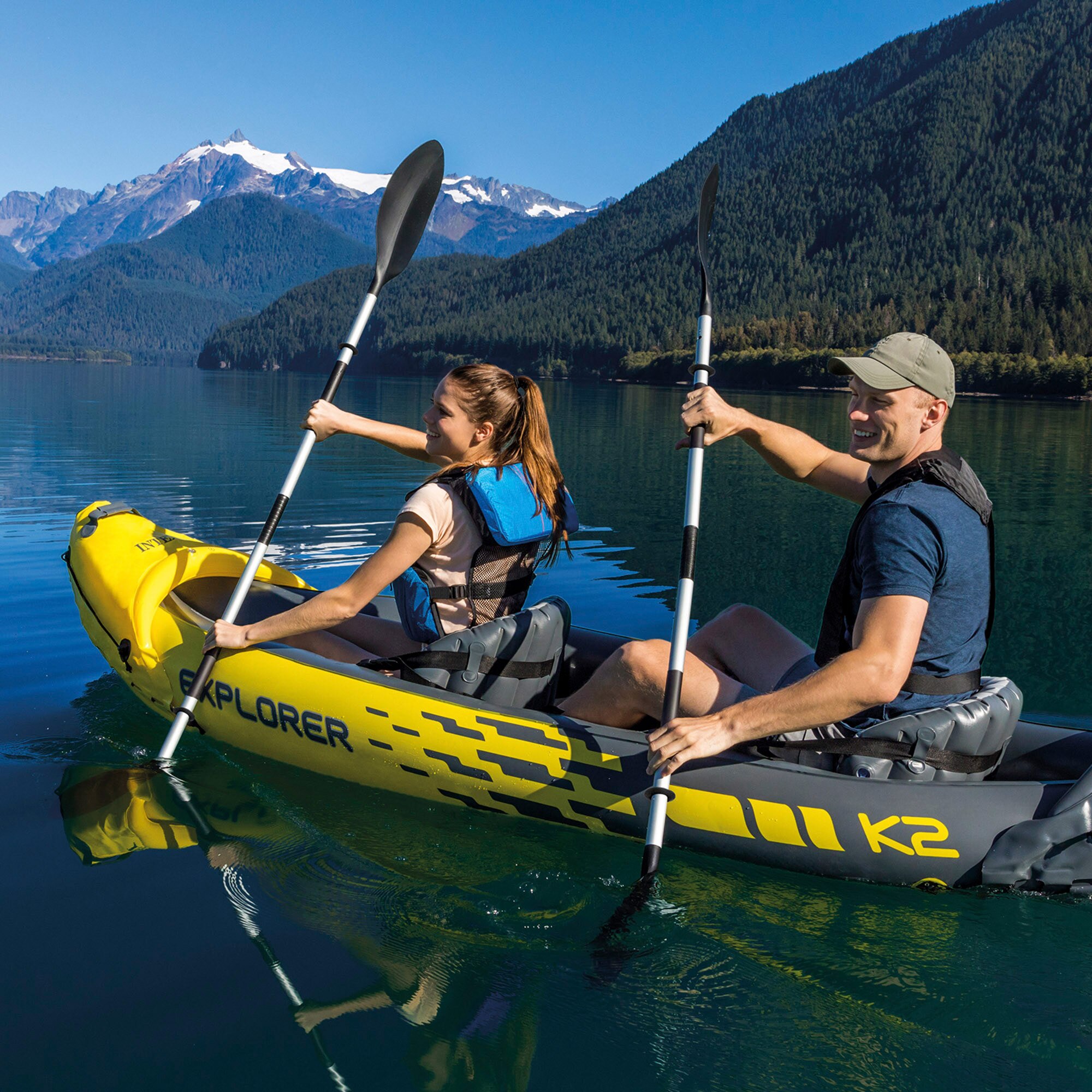 Kayak hinchable Explorer K2 312 cm 2 plazas con accesorios Intex - Amarillo Amarillo-7