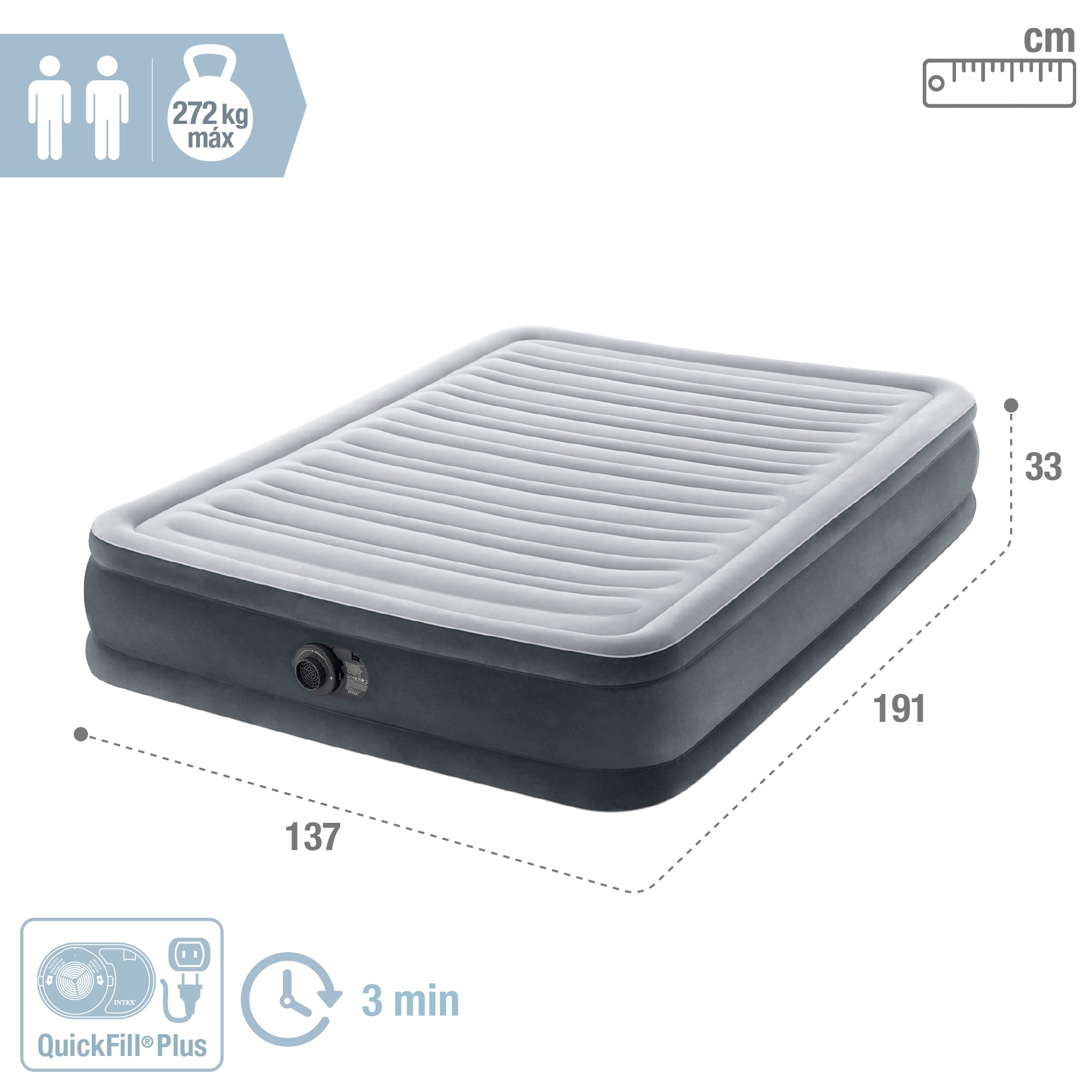 Colchón hinchable Dura-Beam Deluxe Comfort-Plush Intex - Gris Gris-4