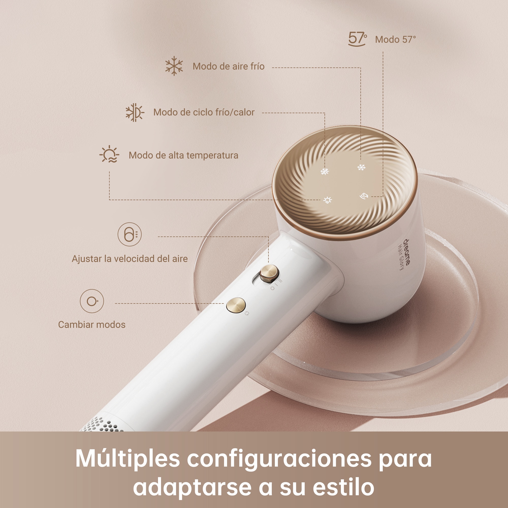 Secador de pelo Dreame Glory Combo 1600W con secado rápido - Blanco Blanco-4