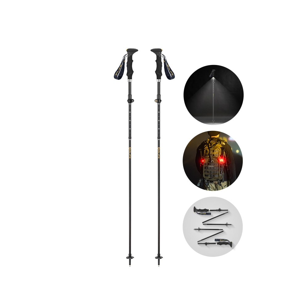 Bastones de senderismo Glowalk F3T2 Trekking Olife Olight - Negro Negro-4