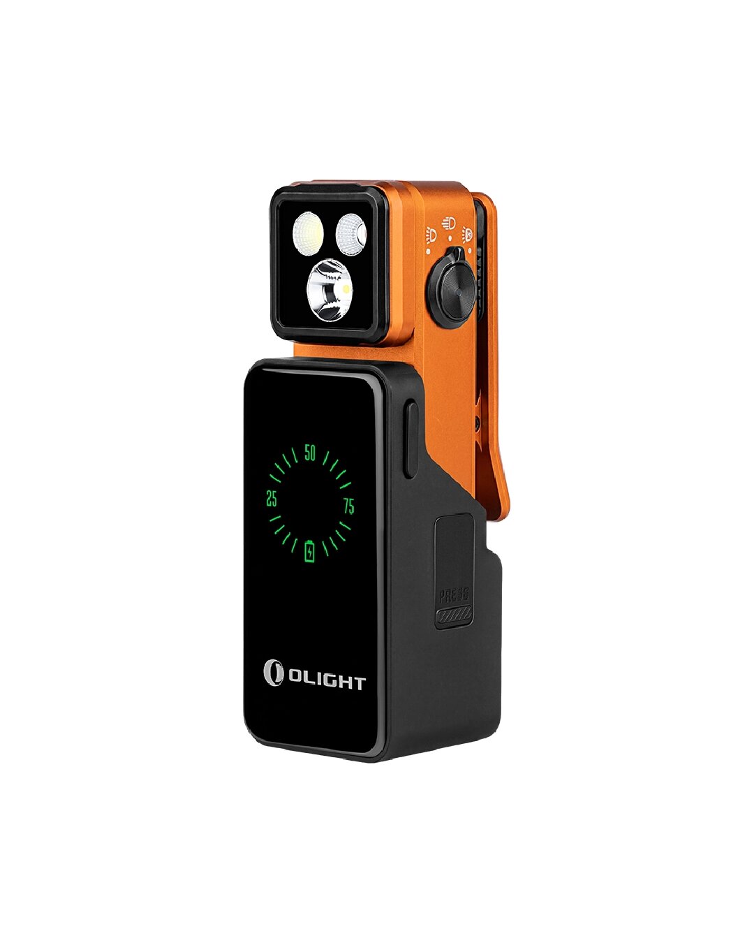 Imagen 1 de Linterna articulada oclip 2 pro premium con base de carga olight - Naranja Naranja