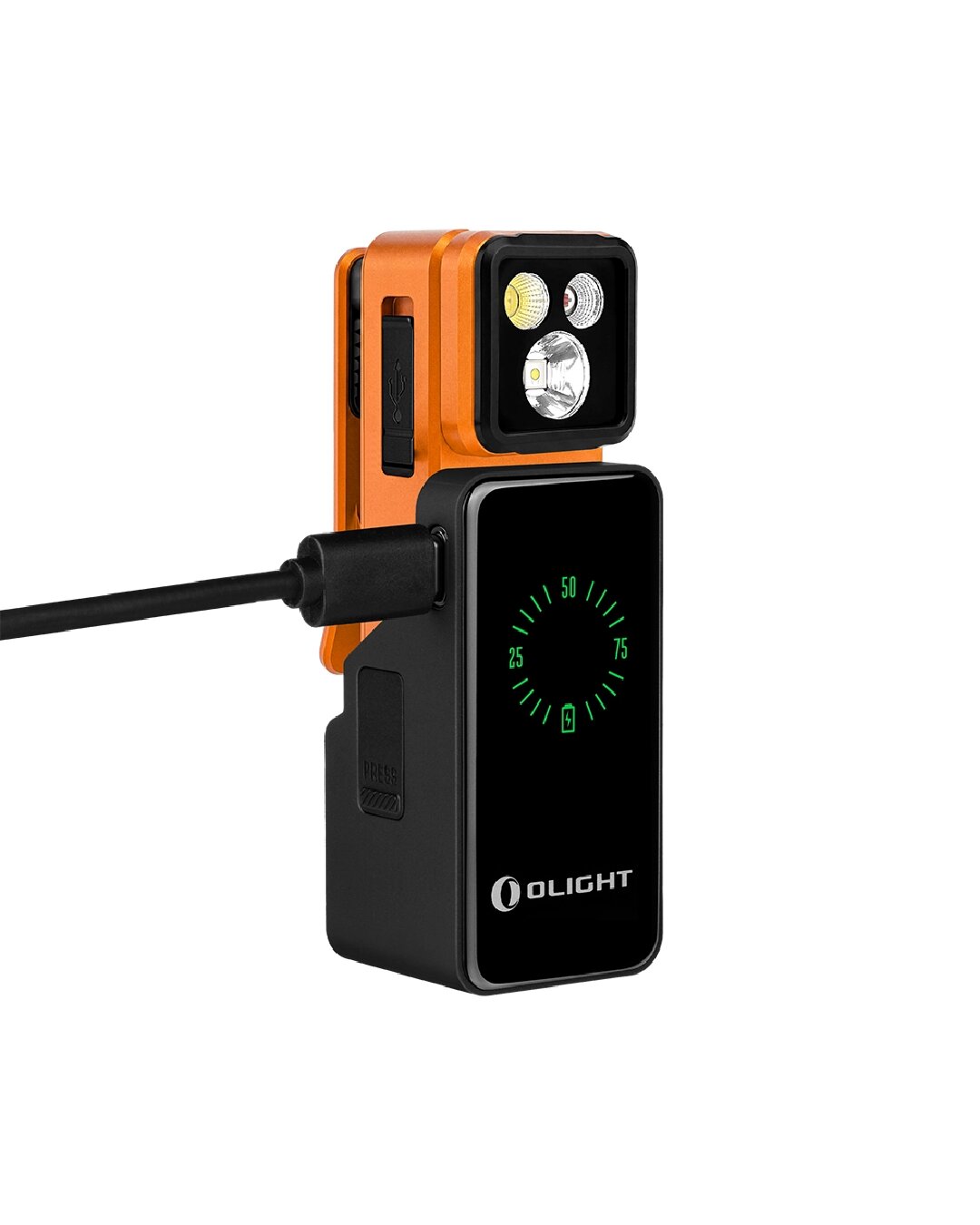 Imagen 2 de Linterna articulada oclip 2 pro premium con base de carga olight - Naranja Naranja