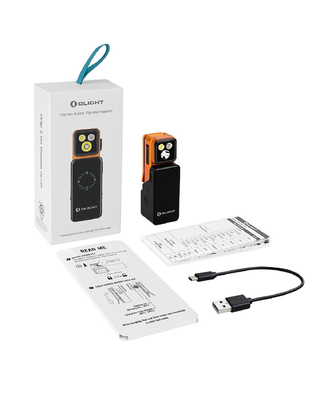 Imagen 3 de Linterna articulada oclip 2 pro premium con base de carga olight - Naranja Naranja