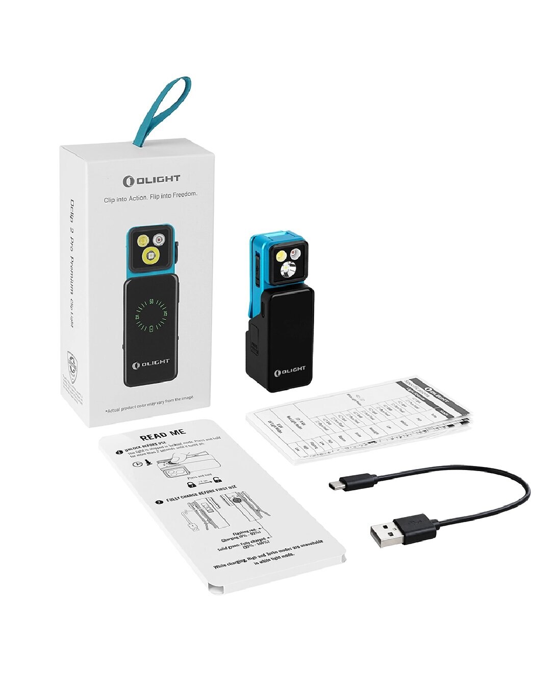 Imagen 3 de Linterna articulada oclip 2 pro premium con base de carga olight - Azul claro Azul claro