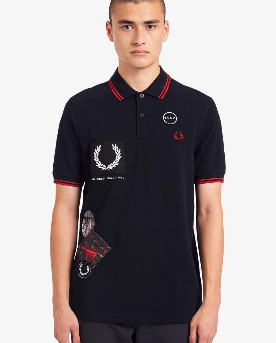 Polo com apliques e estampados Preto-1