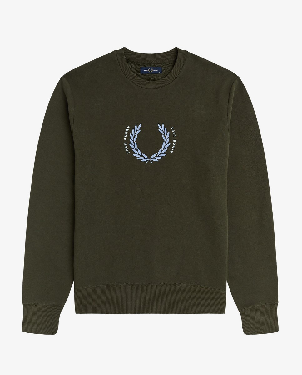 Sweatshirt com logótipo coroa de louros estampado Verde-militar-1