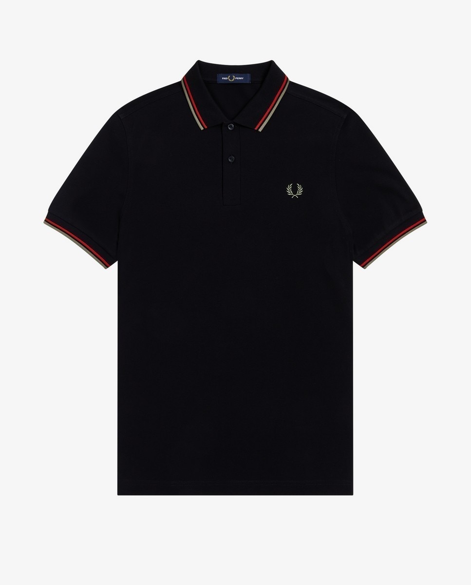 Imagem 0 de Pólo com riscas contrastantes iguais no colarinho e mangas