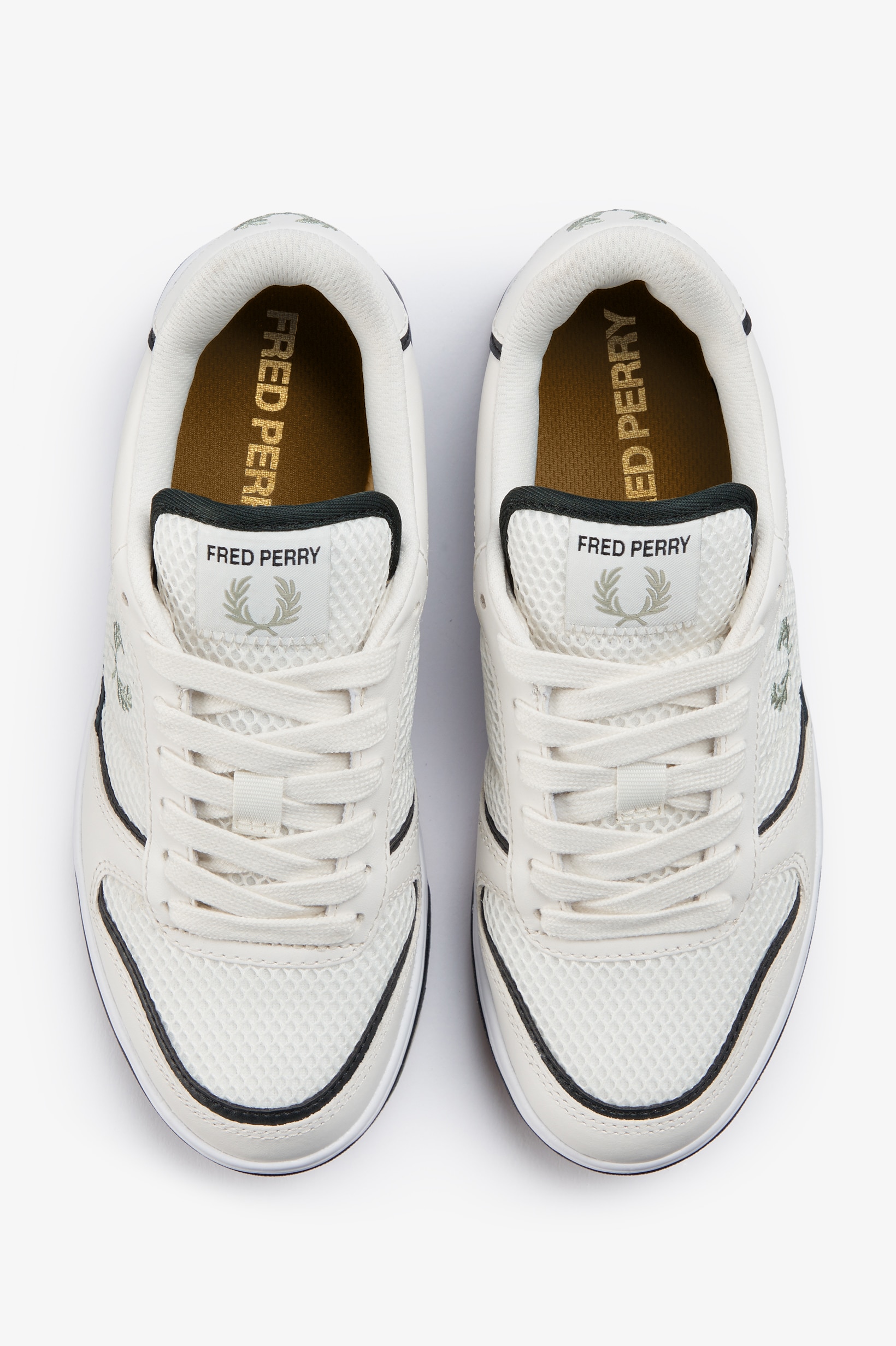 Sapatilhas Unisexo 'B300' em pele Fred Perry Branco-2