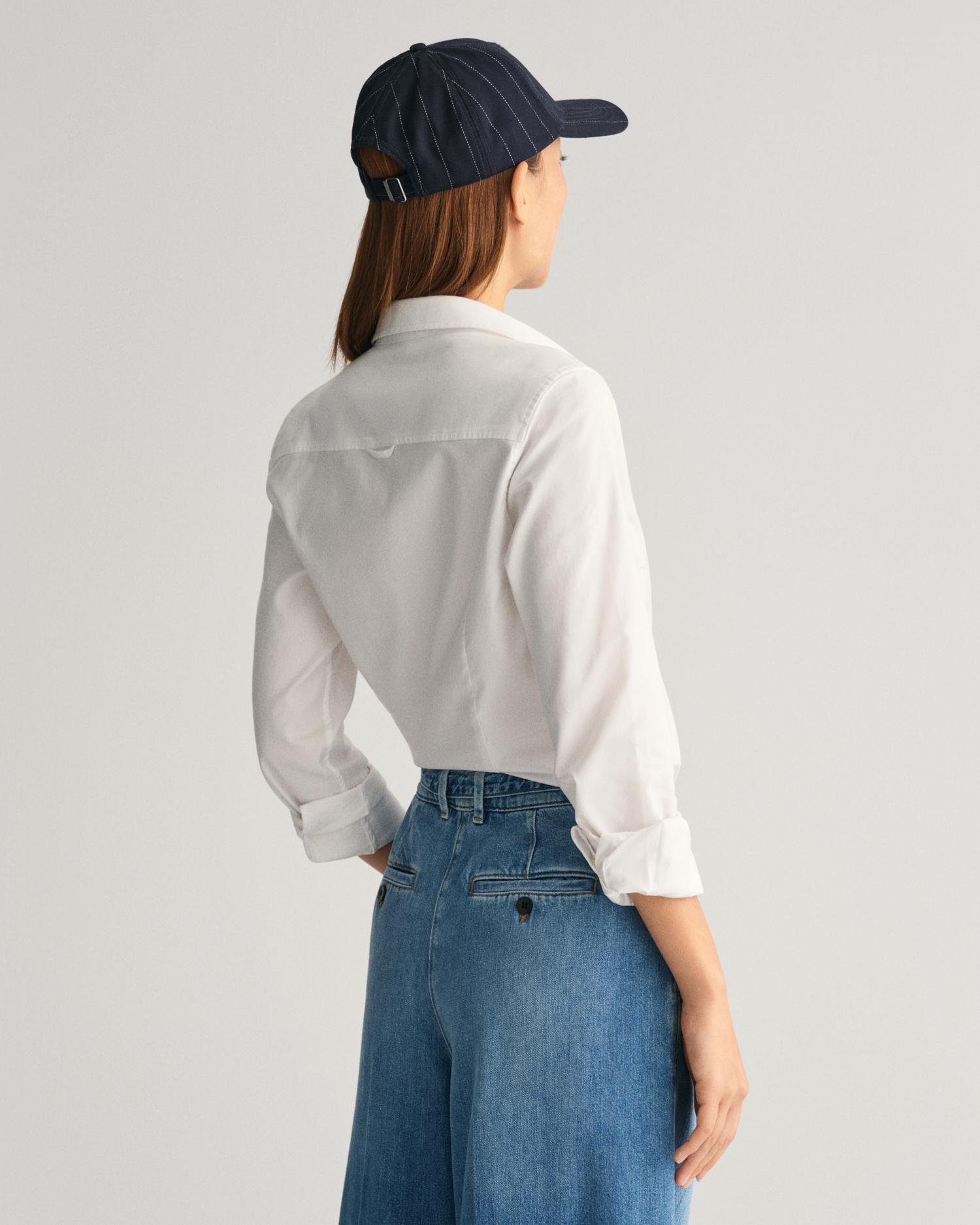 Camisa de mujer oxford slim fit con logo en el pecho - Gant - Blanco Blanco-2