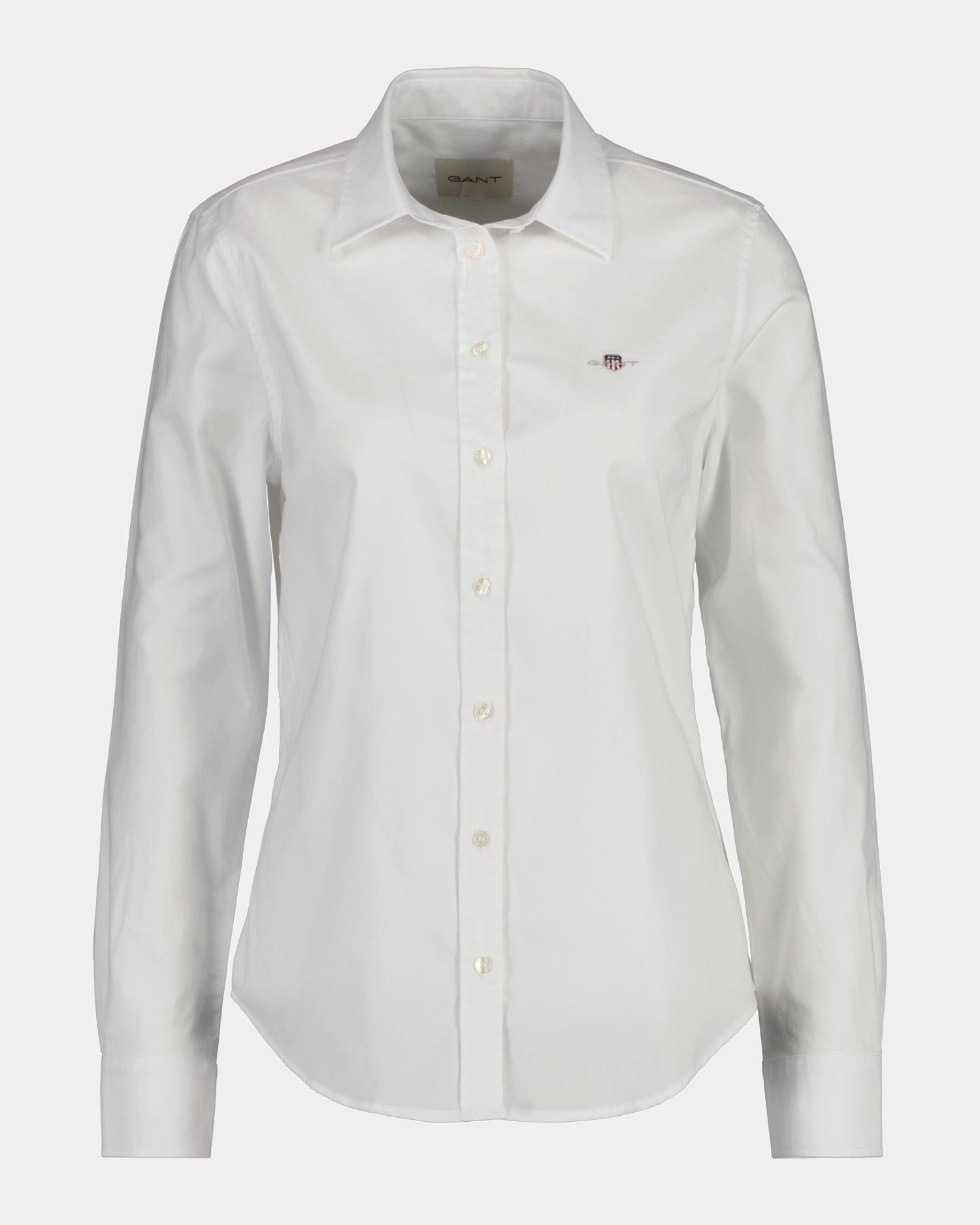 Camisa de mujer oxford slim fit con logo en el pecho - Gant - Blanco Blanco-4