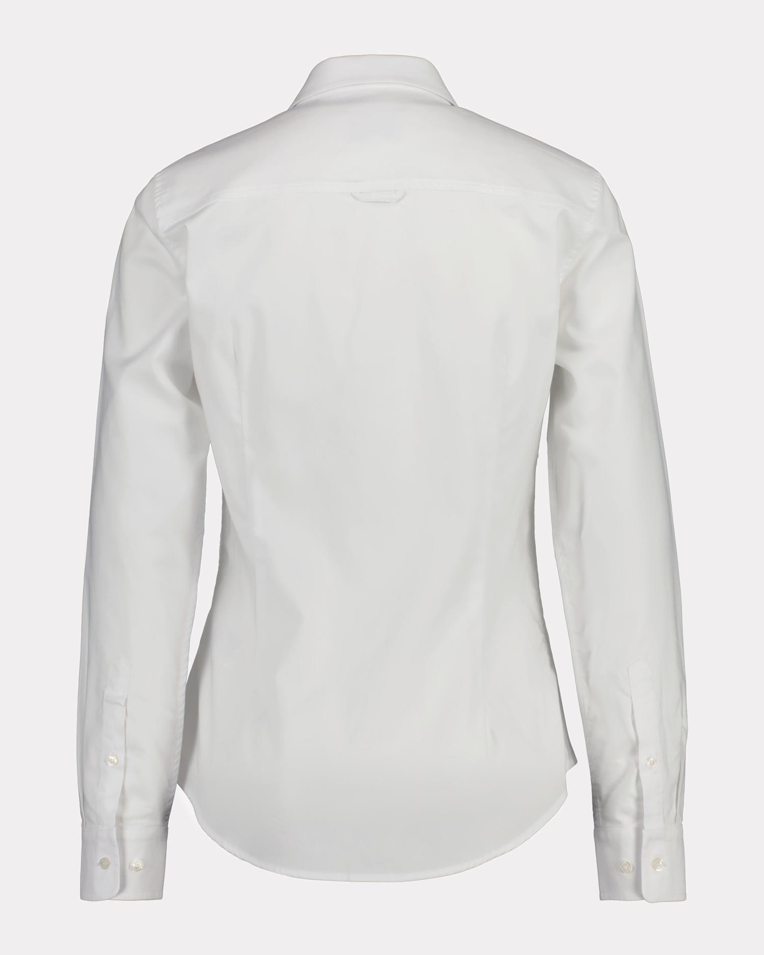 Camisa de mujer oxford slim fit con logo en el pecho - Gant - Blanco Blanco-5