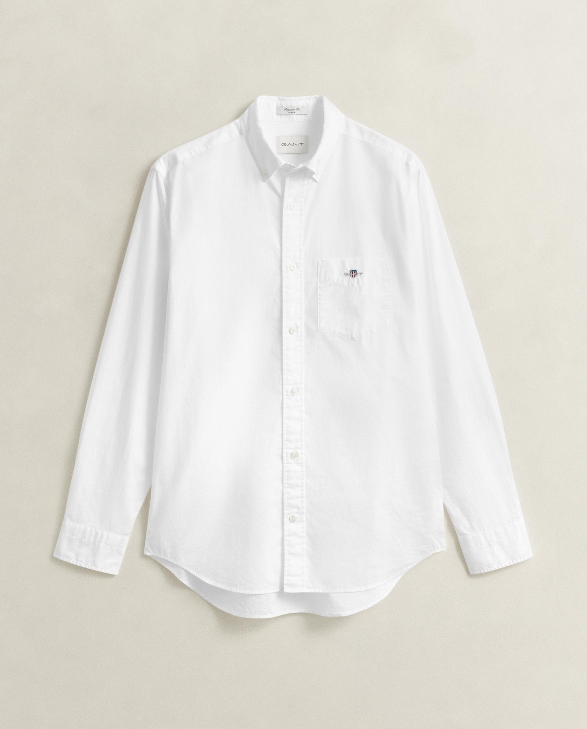 Camisa de hombre lisa de manga larga y corte regular - Gant - Blanco Blanco-7