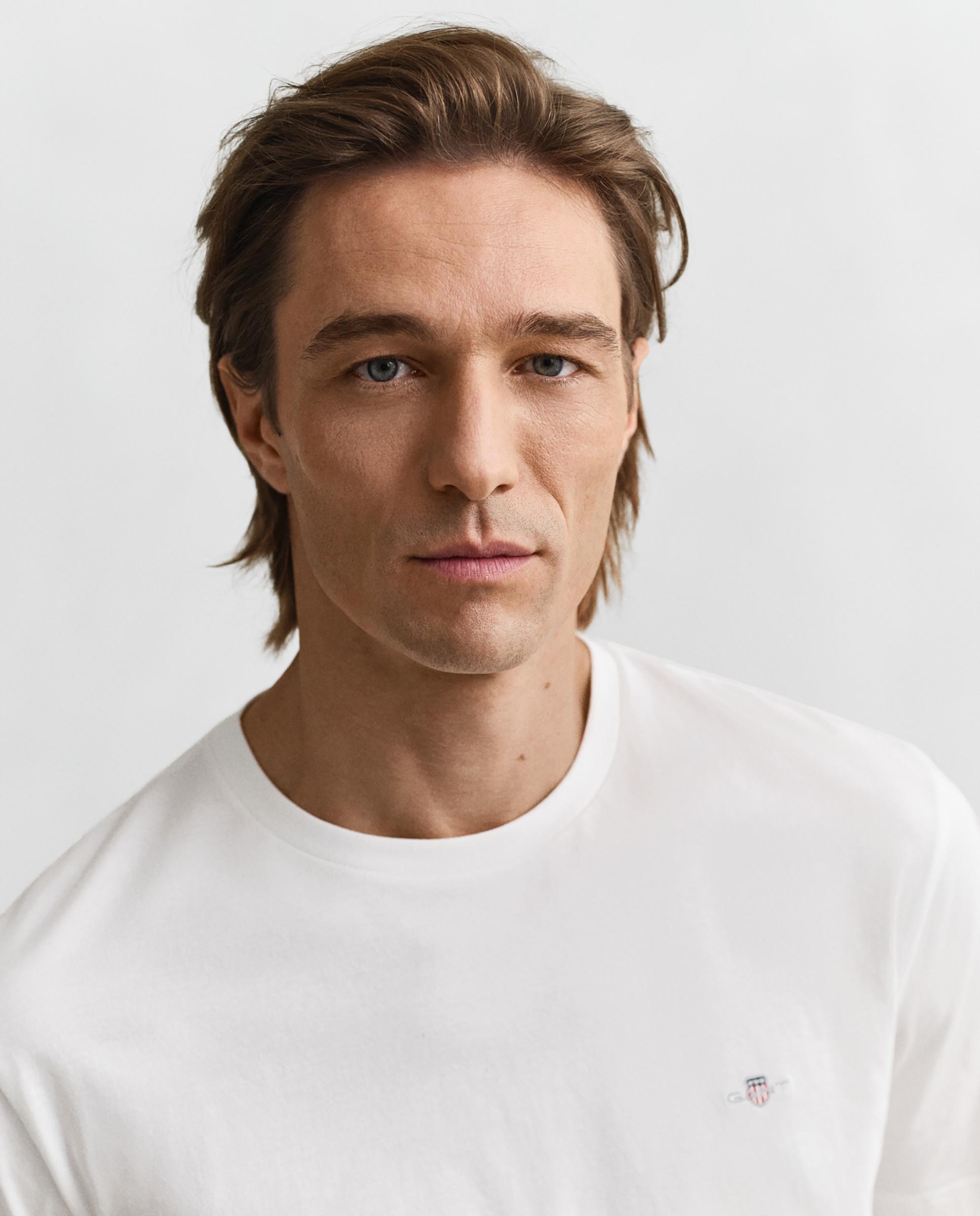 Camiseta de manga corta de hombre de cuello redondo y logo en el pecho - Gant - Blanco Blanco-2