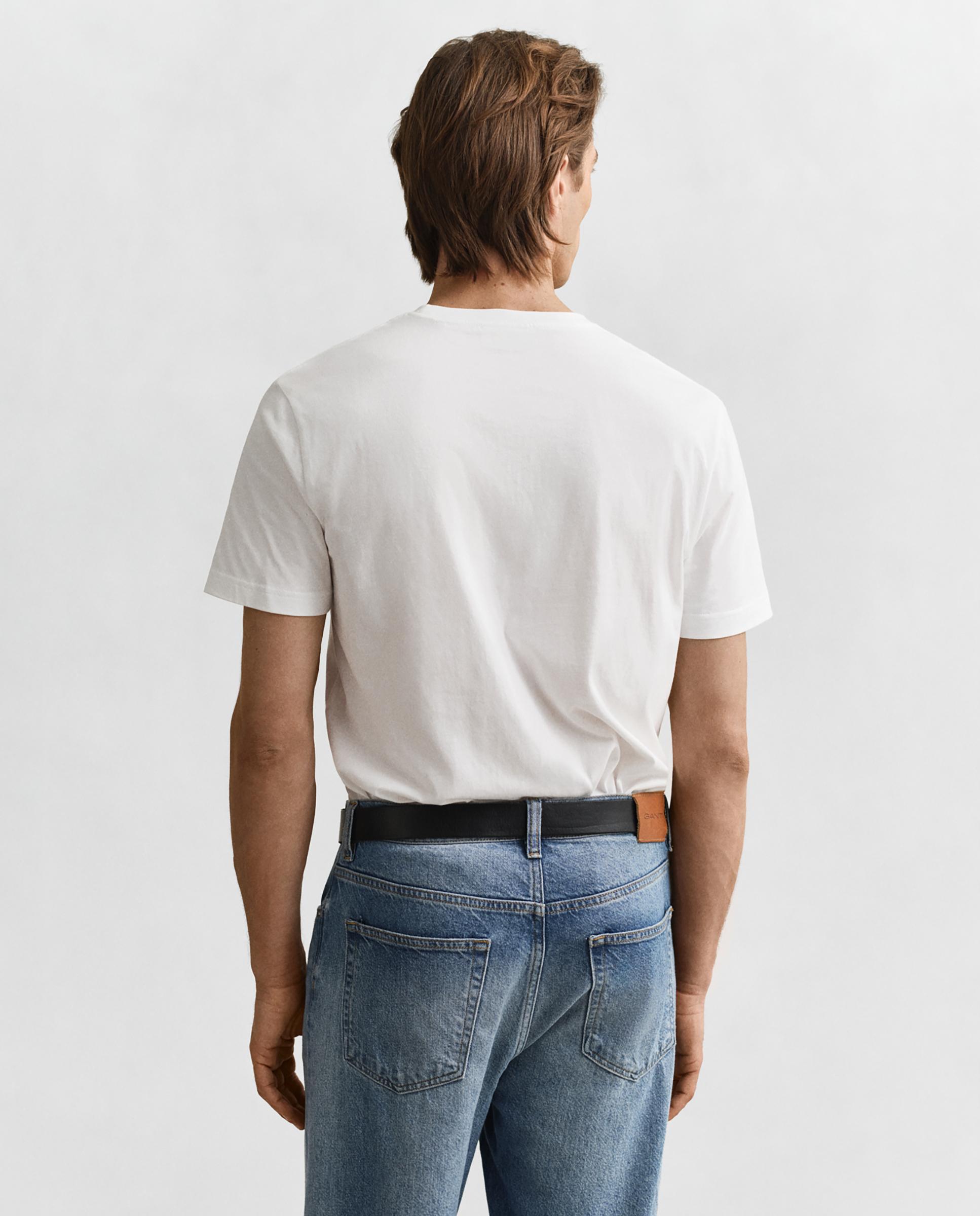 Camiseta de manga corta de hombre de cuello redondo y logo en el pecho - Gant - Blanco Blanco-3