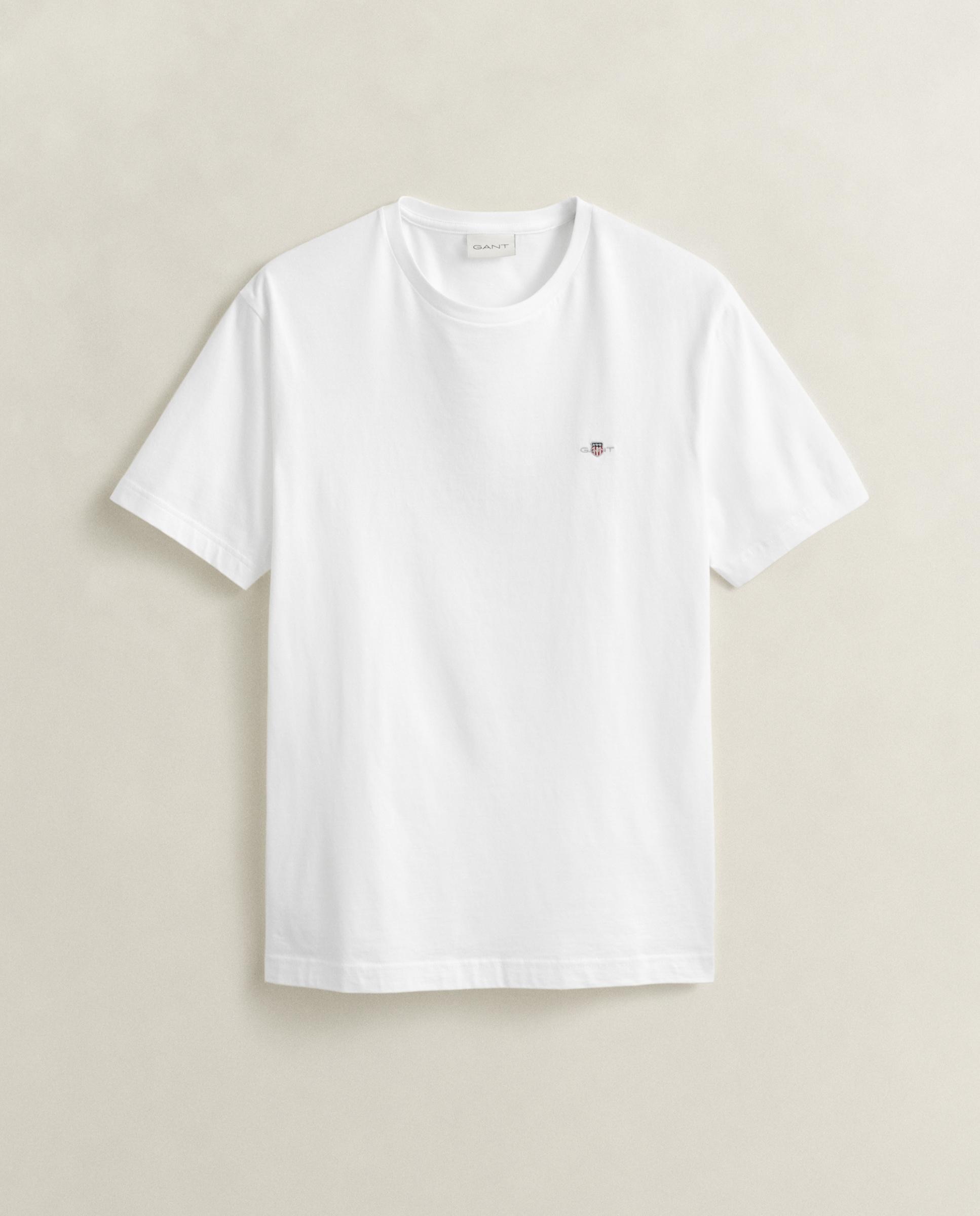 Camiseta de manga corta de hombre de cuello redondo y logo en el pecho - Gant - Blanco Blanco-7