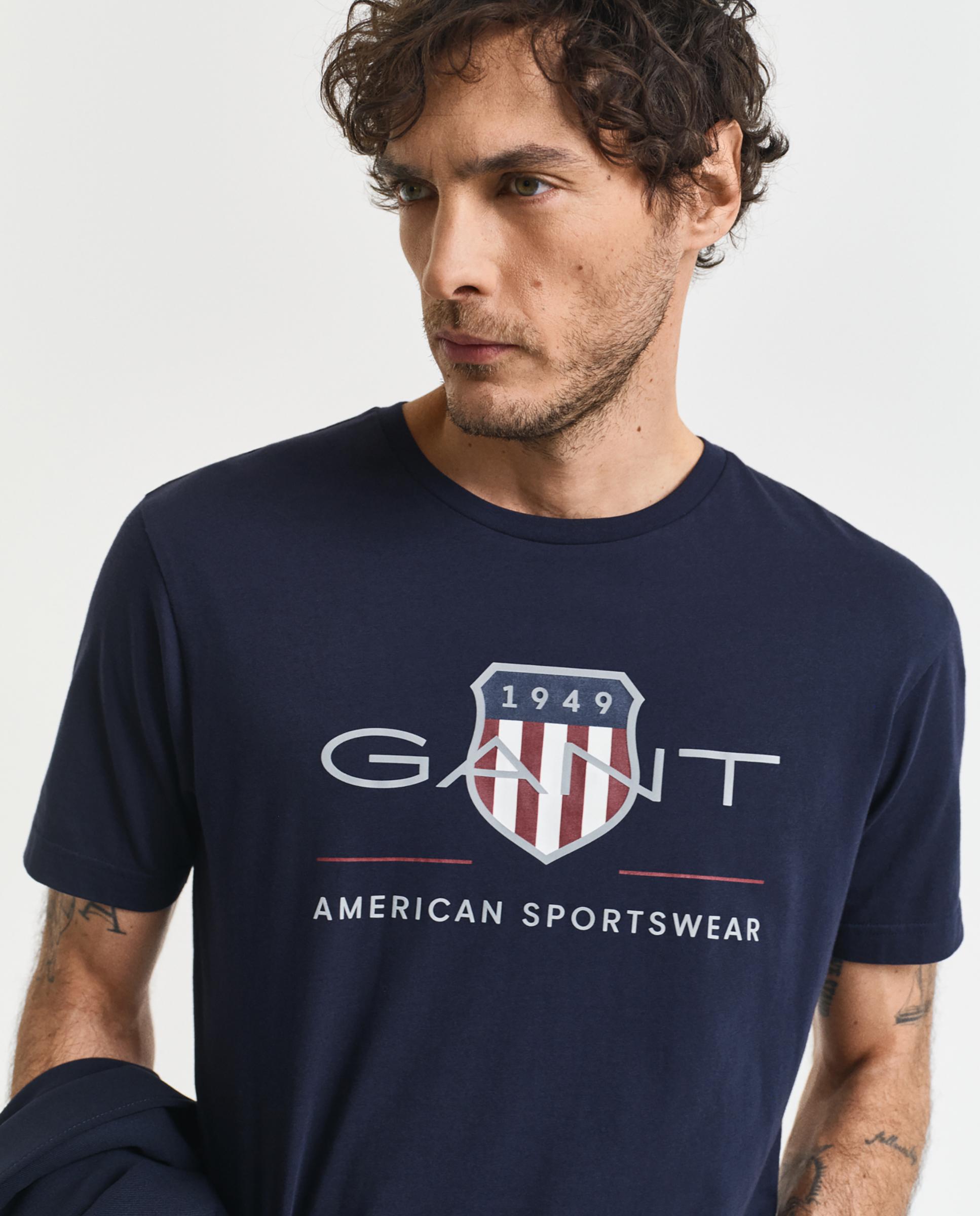 Camiseta de hombre Archive Shield de manga corta - Gant - Azul oscuro Azul oscuro-3